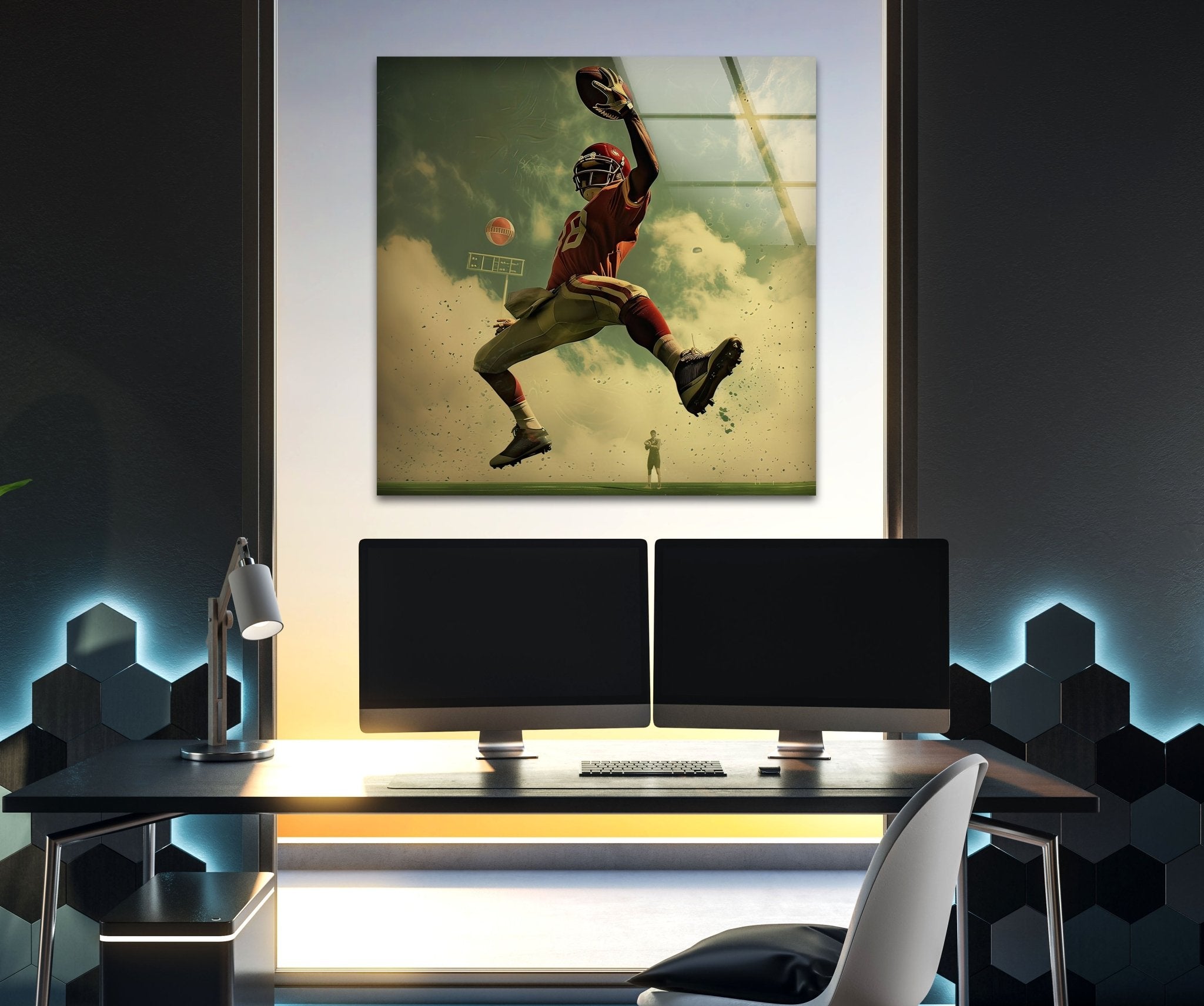 NFL American Football Glass Wall Art - Premium Home & Office Decor for Sports Fans & Man Cave