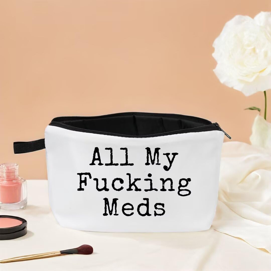 Women's Travel Makeup Bag - Small Zipper Toiletry Organizer for Cosmetics & Meds | Perfect Teacher Gift & On-the-Go Essentials