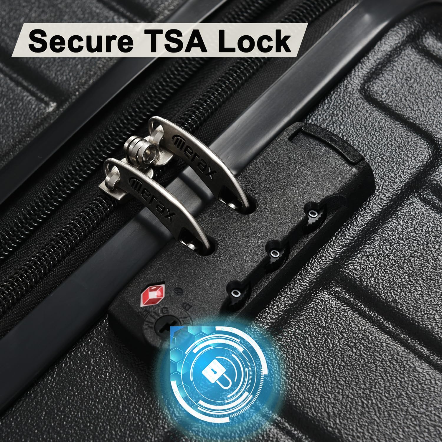Merax 3-Piece Hardside Luggage Set with 8 Spinner Wheels & TSA Lock - Lightweight Suitcases (20/24/28 Inch) in Black - Perfect for Air Travel, Business Trips & Family Vacations