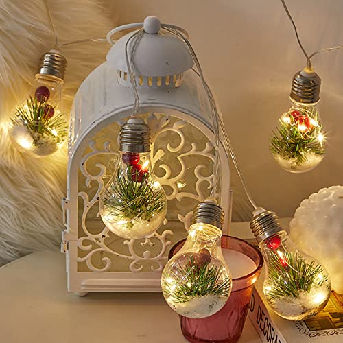 JERESER Christmas Fairy Lights Indoor - Battery Operated Snow Globe String Lights with 10 Bulbs & 50 LEDs, 9.8FT Twinkle Lights for Home, Room, Christmas Tree Decoration | Perfect for Holiday Parties, Bedroom Ambiance & Winter Wedding Decor