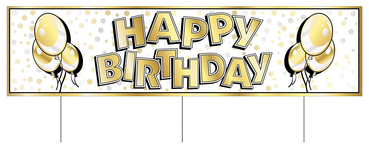 Large Happy Birthday Yard Sign with Stakes - Outdoor Party Decor for Birthdays, Celebrations & Events