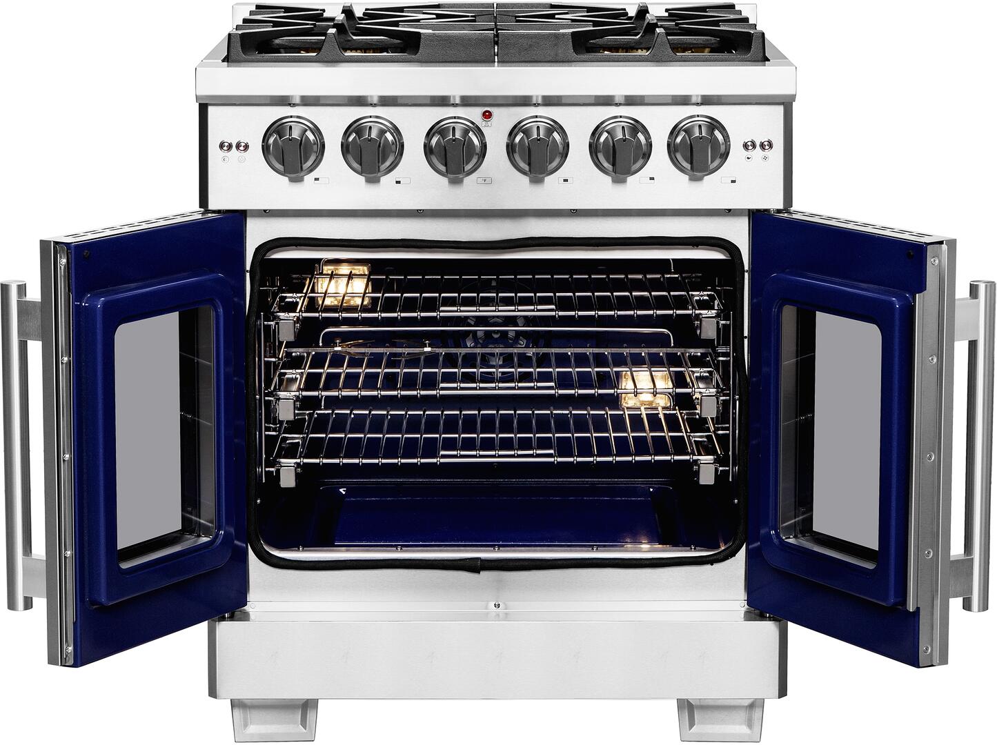 Forno Capriasca 30-inch Freestanding Gas Range with French Doors - Stainless Steel FFSGS6460 for Professional Home Cooking & Gourmet Kitchens