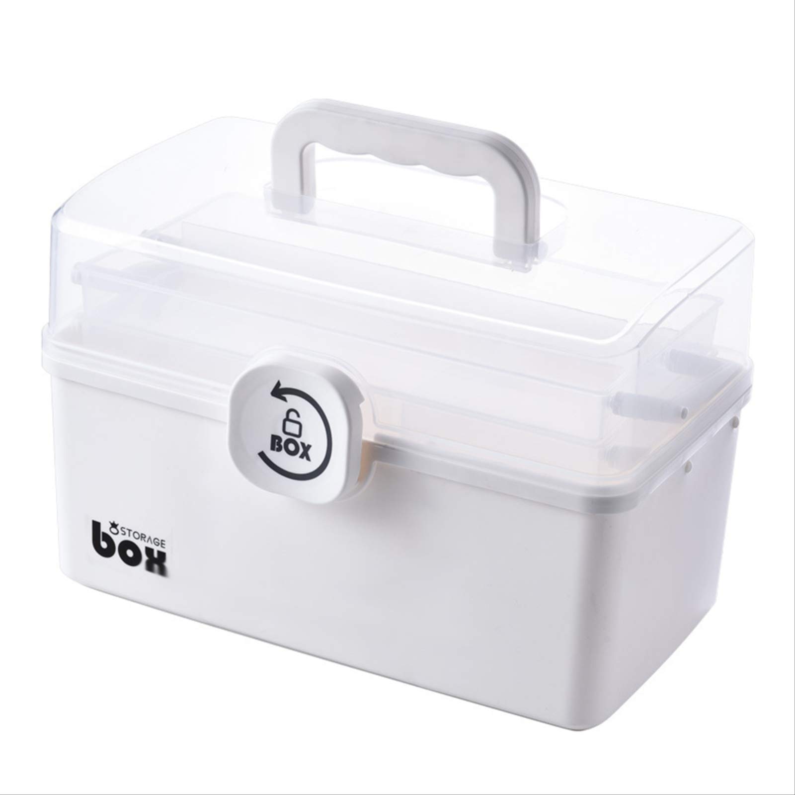 Portable 3-Layer Lockable Medicine Organizer Box - 12x6.4x6.4 Inch Childproof Prescription Storage with Multiple Compartments | Durable First Aid Kit for Home, Travel & Emergency Use
