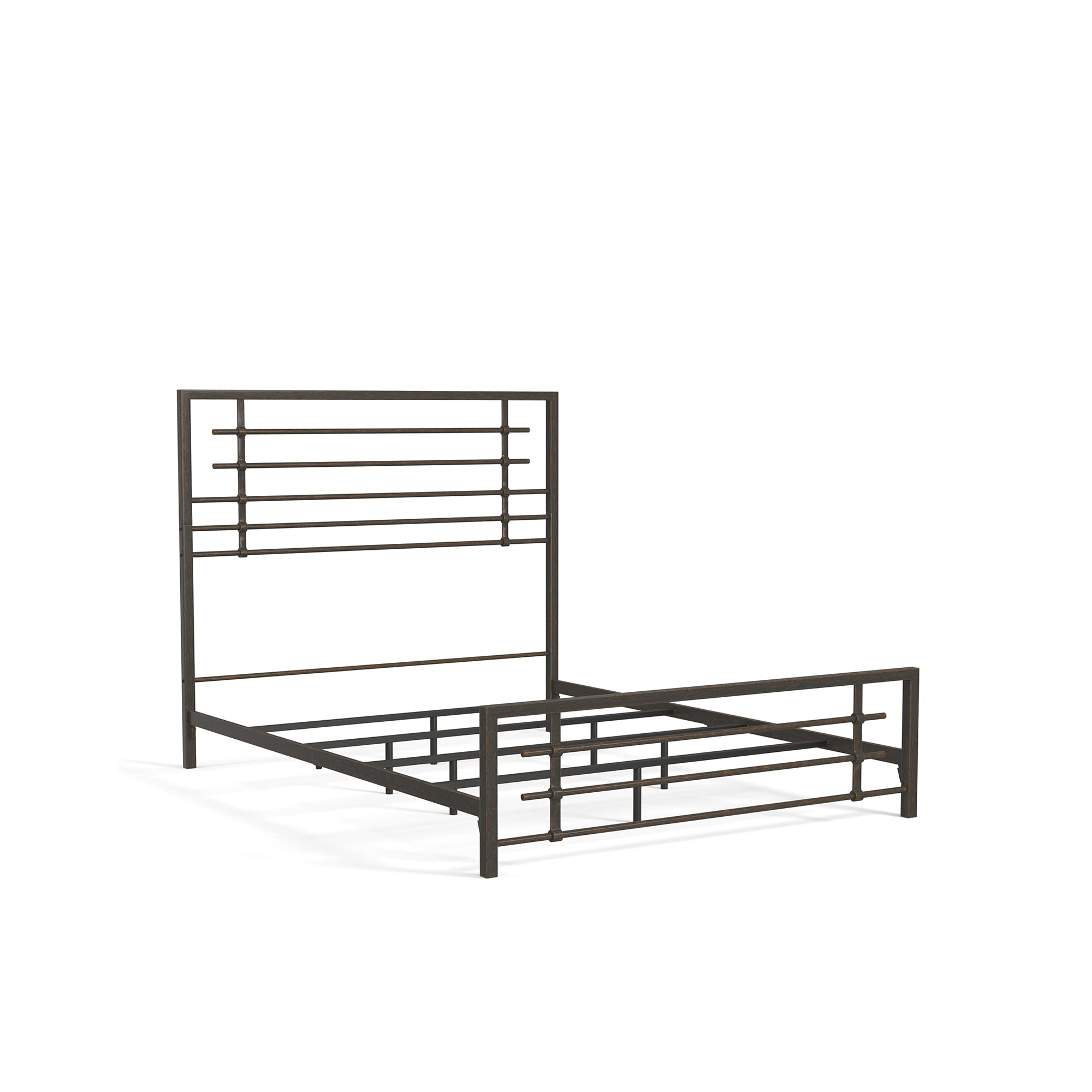 eLuxurySupply King Size Metal SNAP Bed Frame - Carbon Steel Construction with Rustic Pewter Finish - Easy Assembly Folding Bed Frame with Headboard & Footboard - Sturdy Steel Bed Base for Master Bedroom, Guest Room or Dorm