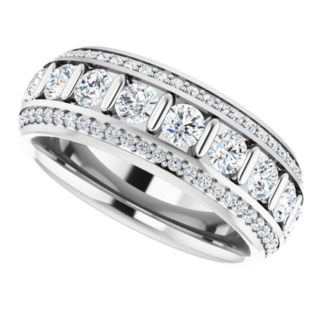 2.17 Carat Round Diamond Eternity Band - Triple Row Diamond Wedding Ring for Women | Perfect for Anniversaries, Engagements & Special Occasions