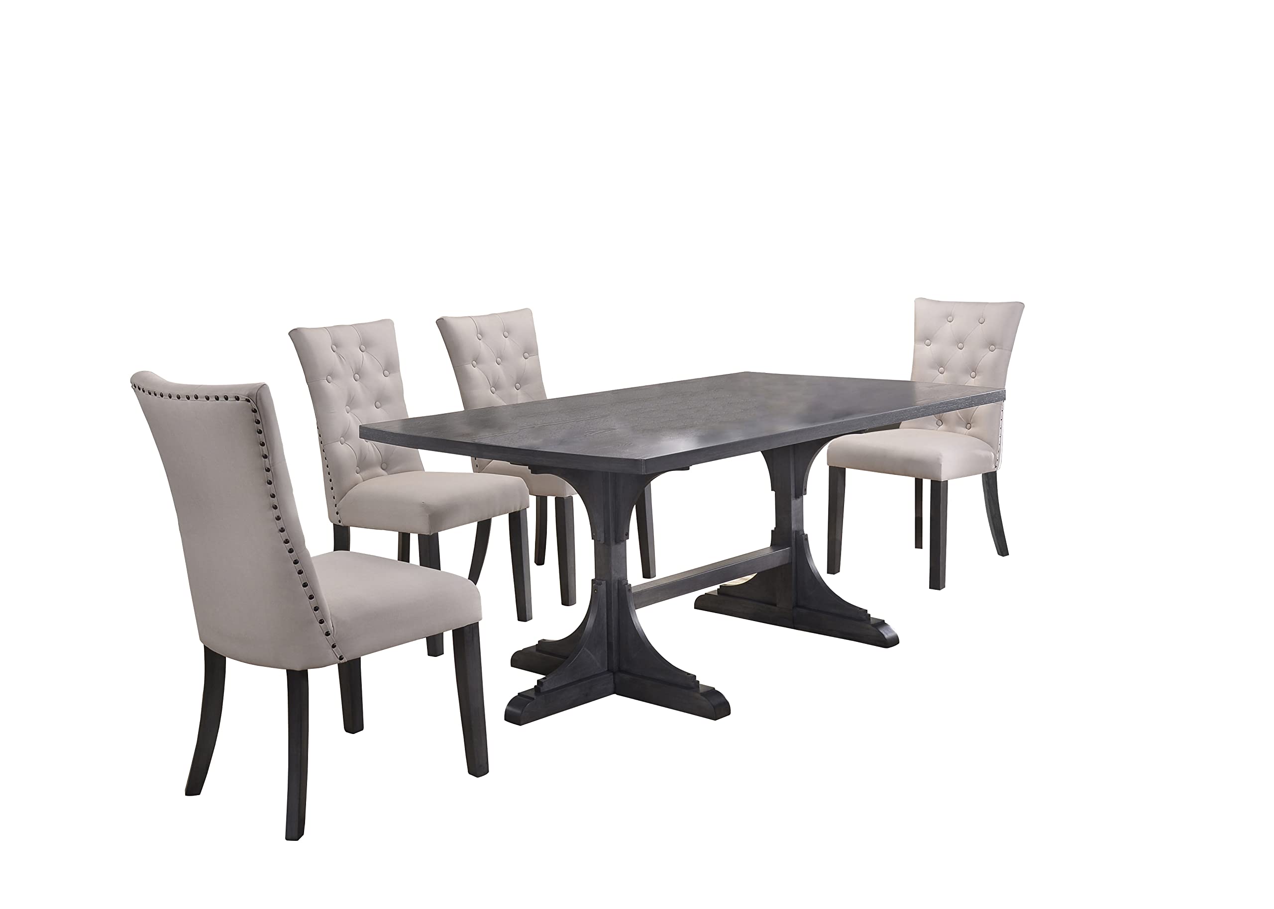 Premium 5-Piece Dining Room Set - Light Gray Modern Kitchen Table & Chairs for Family Gatherings & Dinner Parties