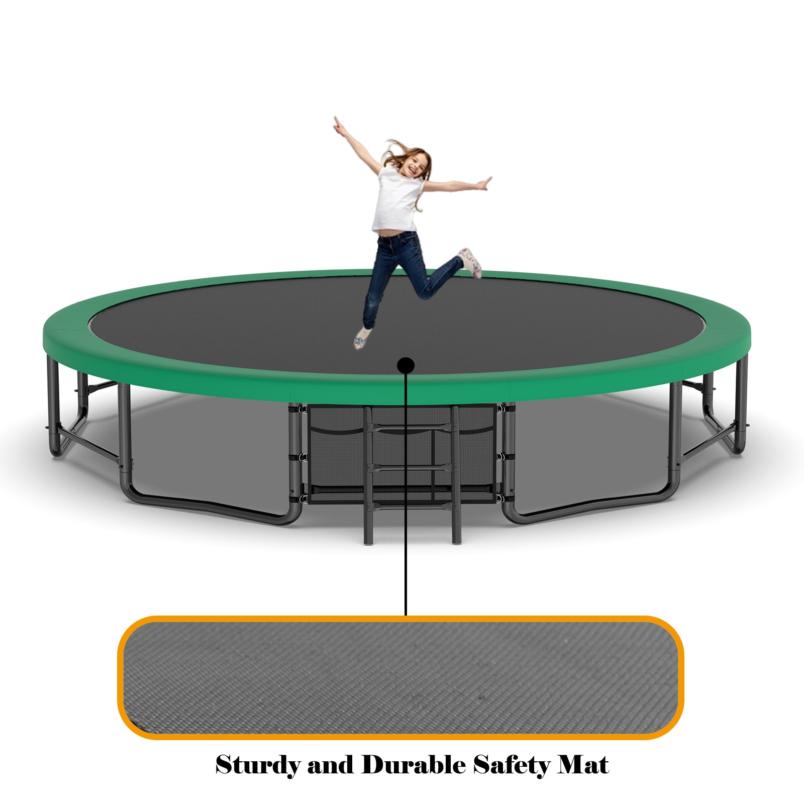 16FT Heavy Duty Outdoor Trampoline for Kids & Adults - ASTM Approved with Anti-Rust Coating & Curved Safety Poles | Perfect for Backyard Fun, Exercise, and Family Bonding