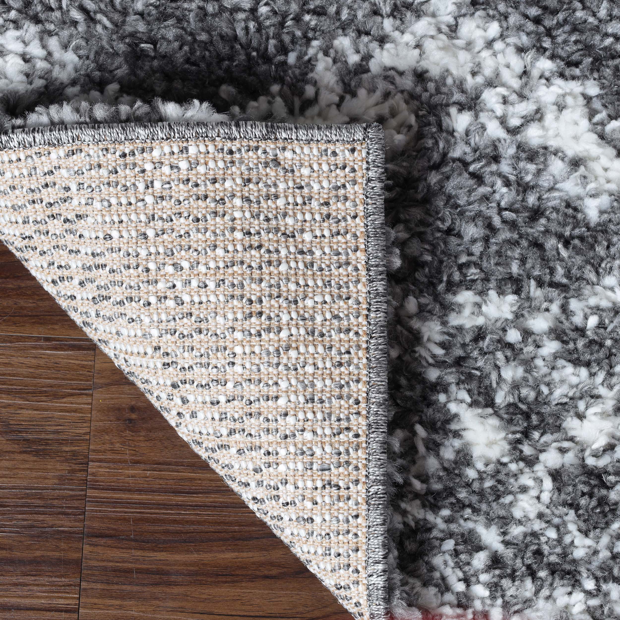 Rhea Geometric Bohemian Plush Shag Area Rug - Soft Non-Slip Indoor Floor Carpet for Living Room, Bedroom & Nursery | Modern Home Decor