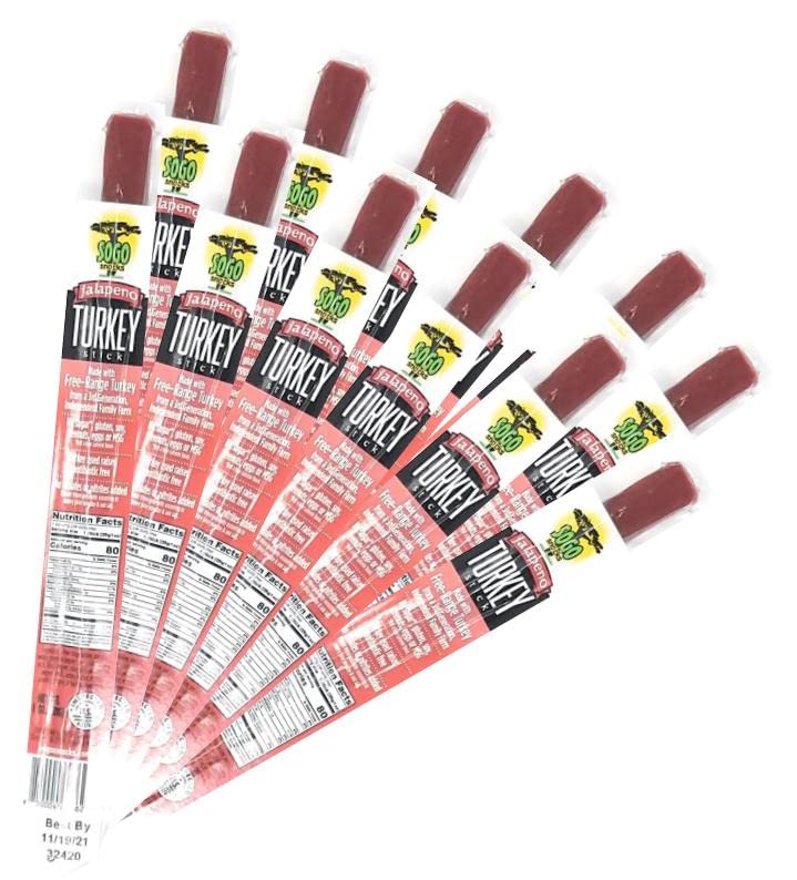 Organic Jalapeño Turkey Jerky - No Sugar, Low Carb, Keto & Paleo Friendly - Gluten-Free Snacks for Hiking, Camping & Travel - Free-Range from 3rd-Gen Family Farm (72 Count)