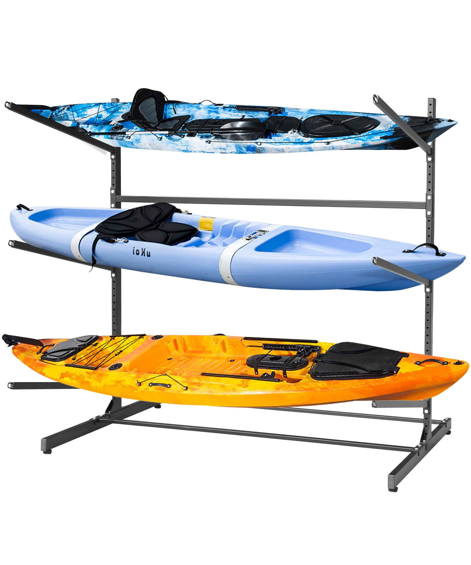 Heavy Duty Adjustable Kayak and SUP Storage Rack - Weatherproof Freestanding Canoe, Surfboard & Paddleboard Organizer for Garage or Outdoor Use - Perfect for Kayak Storage, Canoe Rack, and Water Sports Equipment Organization