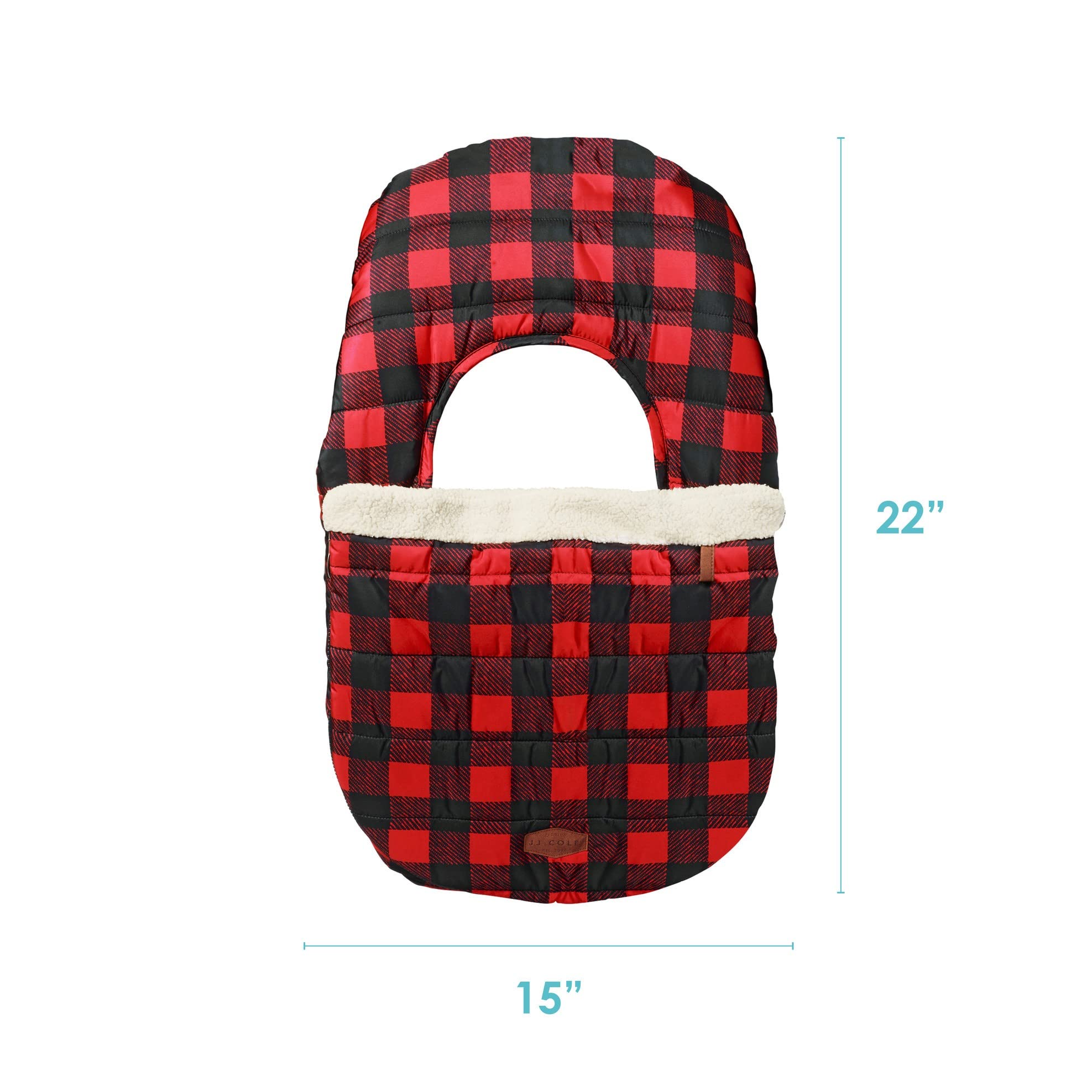 JJ Cole Infant Car Seat Cover - Winter Resistant Stroller & Baby Carrier Cover in Buffalo Check Plaid - Keep Baby Warm & Cozy for Outdoor Walks, Shopping & Travel