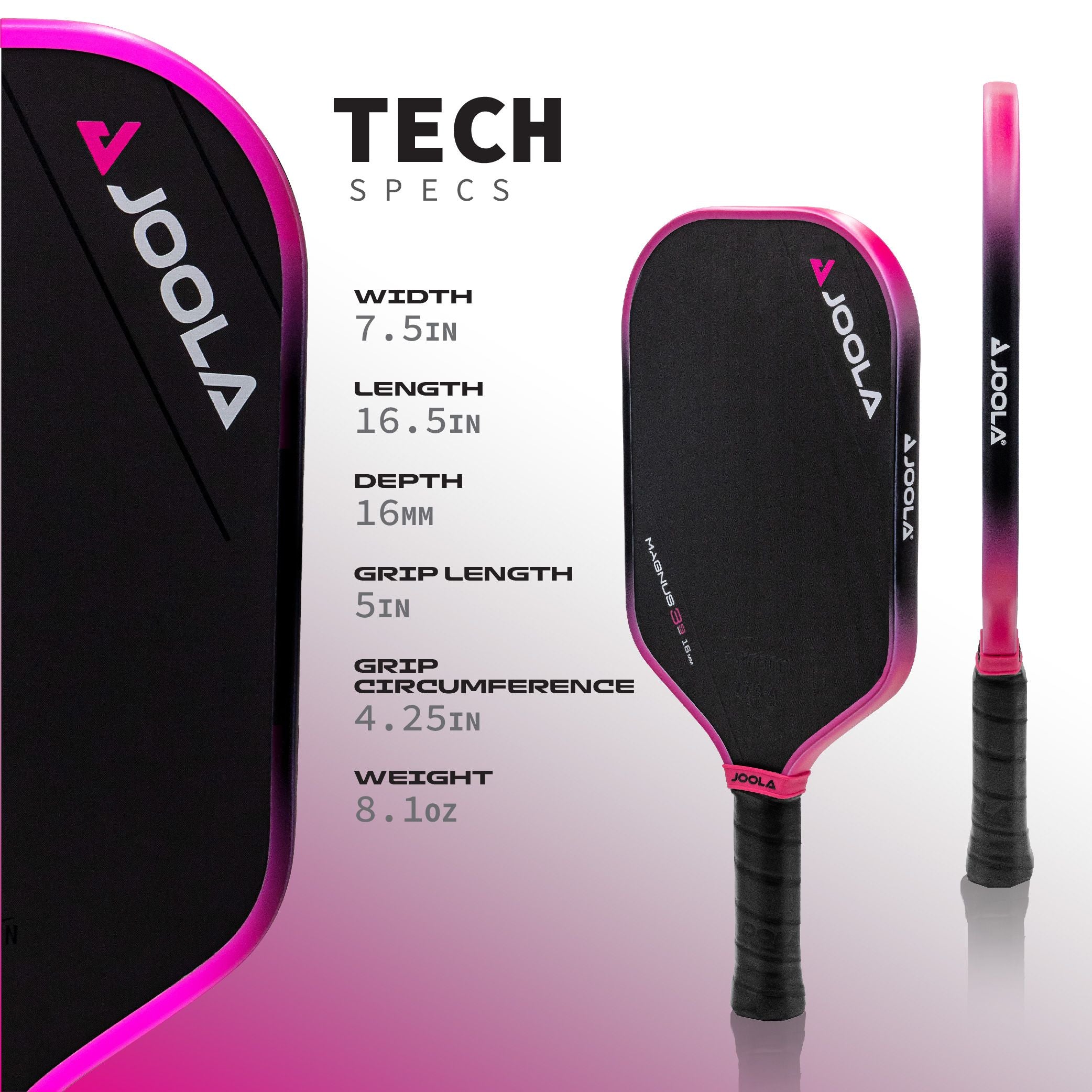 JOOLA Tyson McGuffin Magnus 3S 16mm Pickleball Paddle - Premium Performance for Competitive Play & Demo Rental