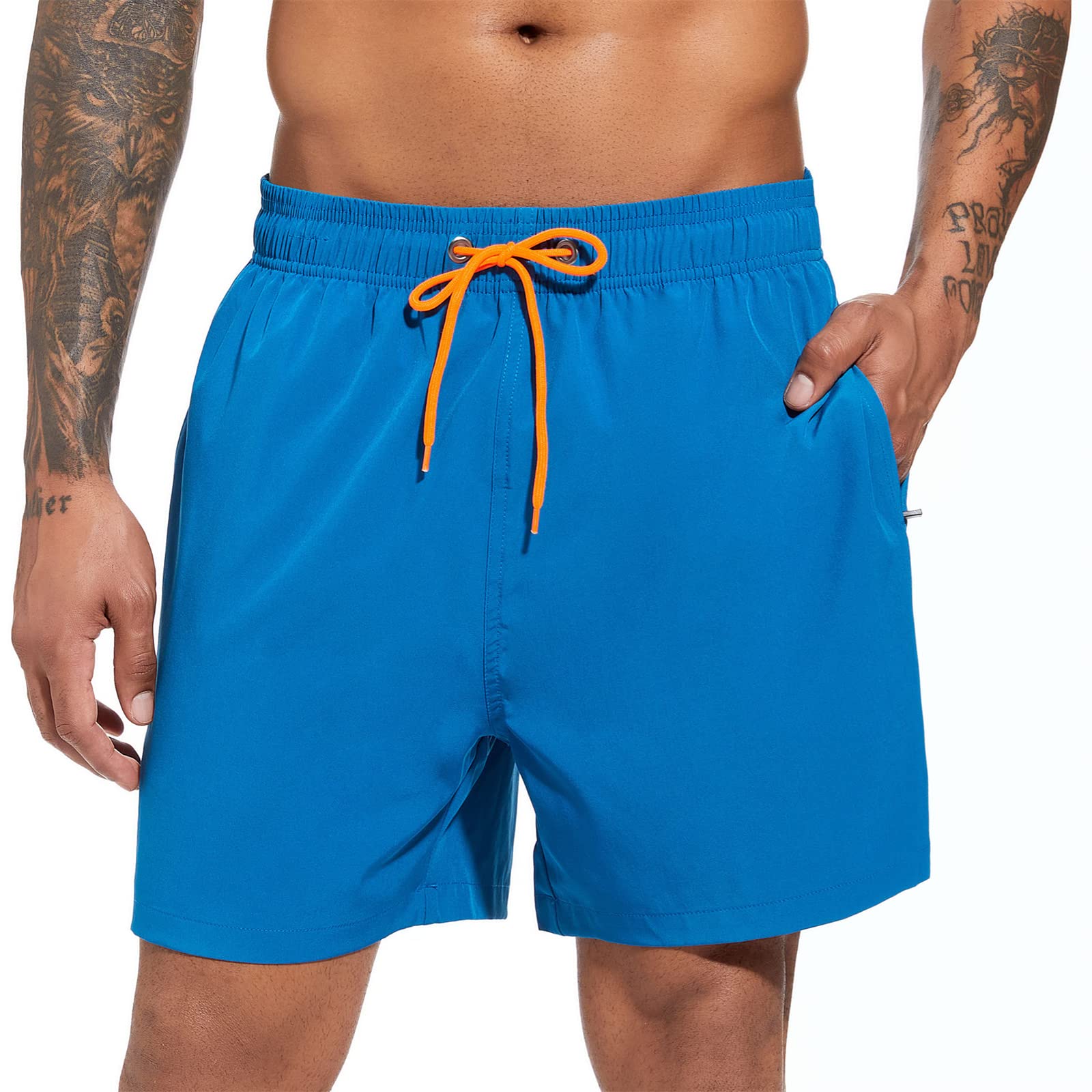 **Men's Quick Dry Swim Trunks with Compression Liner & Zipper Pockets - Lightweight Beach Shorts for Swimming, Surfing & Summer Activities**