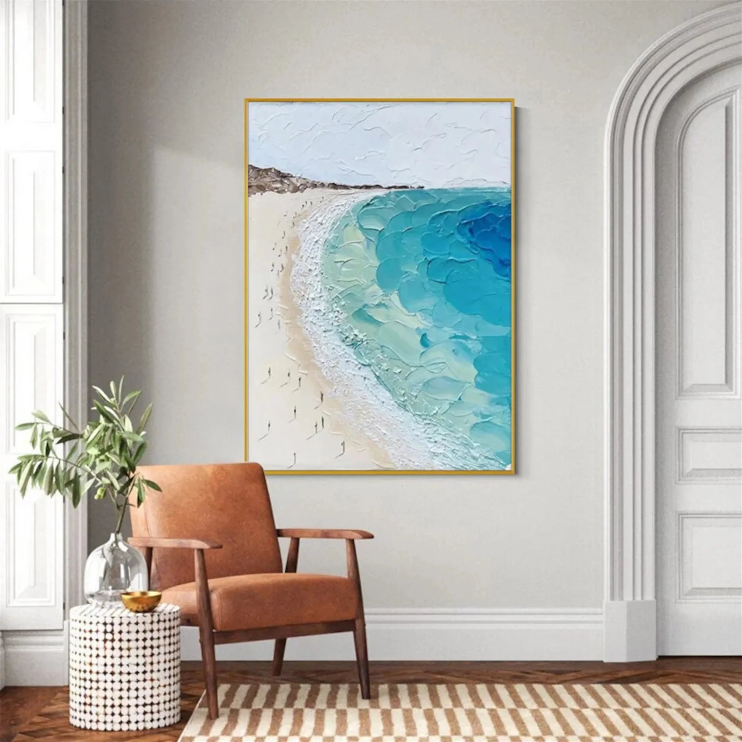 Seascape and Snowy Peak Painting #SP026 - Stunning Landscape Wall Art for Home & Office Decor