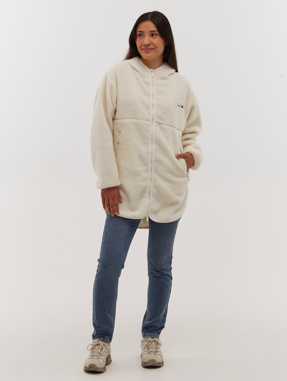 Brilli Women's Longline Sherpa Jacket - Cozy Fleece Lined Winter Coat for Outdoor Activities & Casual Wear