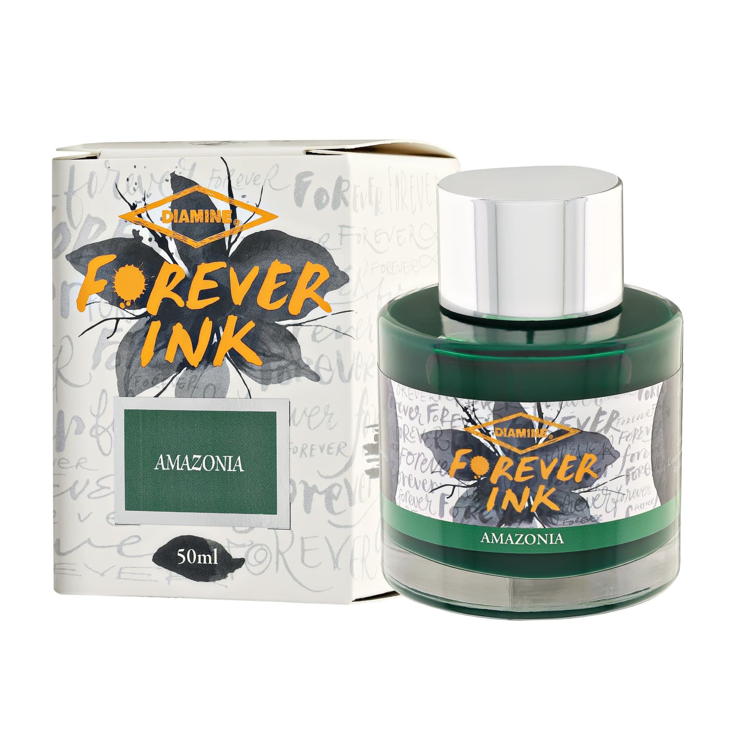 Diamine Forever Ink Bottle - 50ml Amazonia Green Fountain Pen Ink for Calligraphy, Journaling & Art Projects