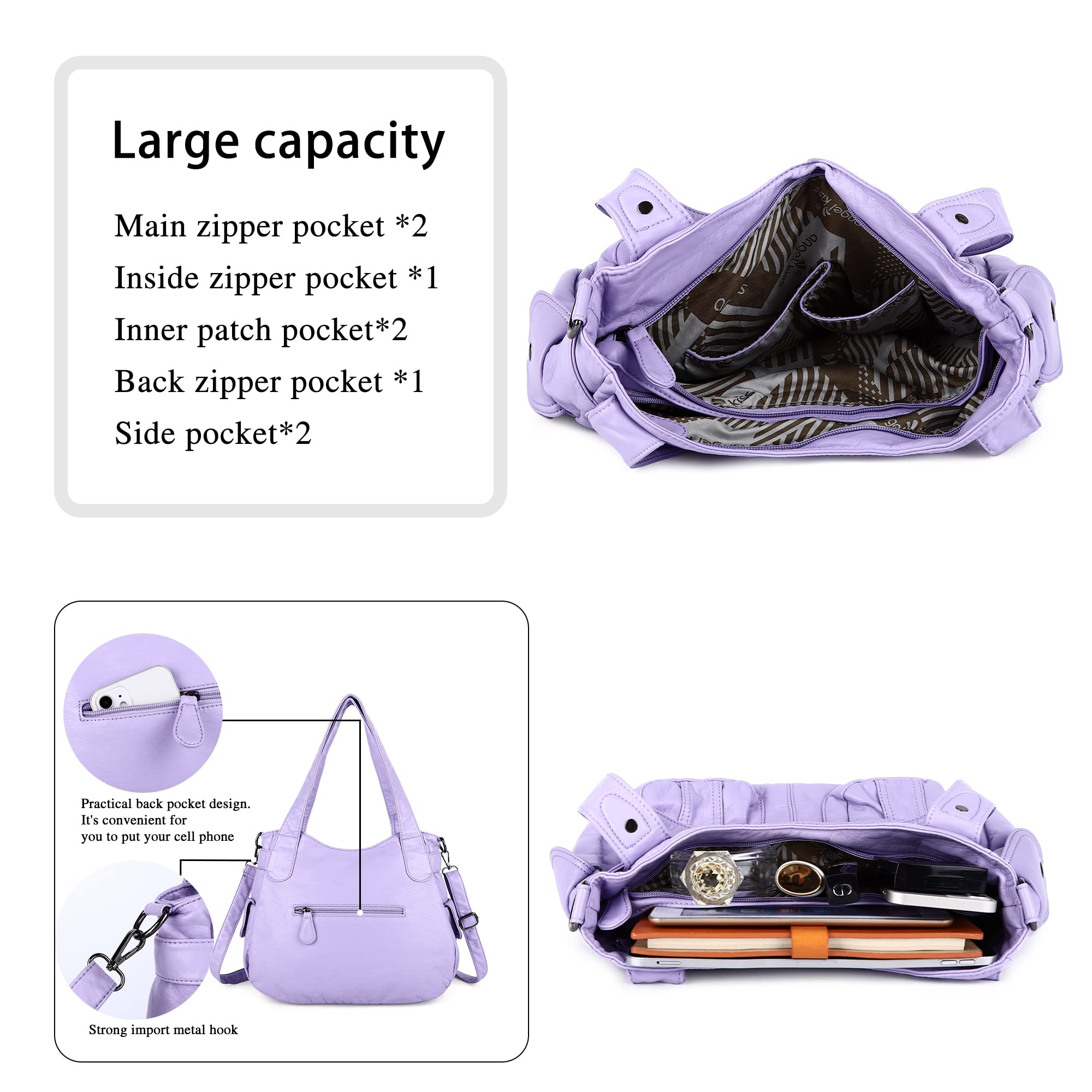 Stylish Women's Leather Tote & Shoulder Bags - Fashionable Washed Leather Handbags for Work, Travel & Everyday Use