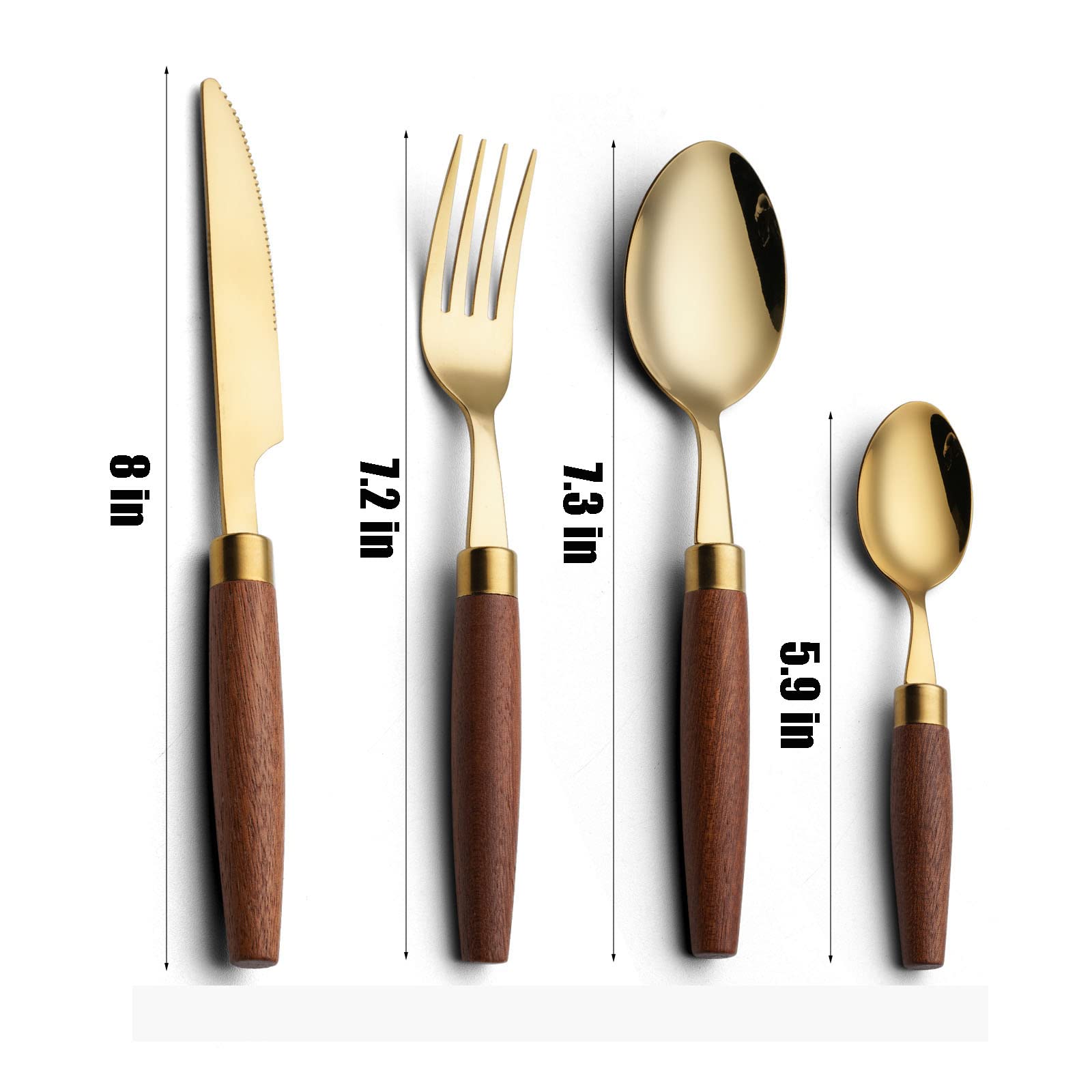 IKXO 80-Piece Stainless Steel Silverware Set - Mirror Polished Food Grade Flatware Cutlery for Home, Kitchen, Office, Restaurant & Hotel - Dishwasher Safe - Service for 20 - Wooden Handle - Perfect for Dining, Entertaining & Catering Events