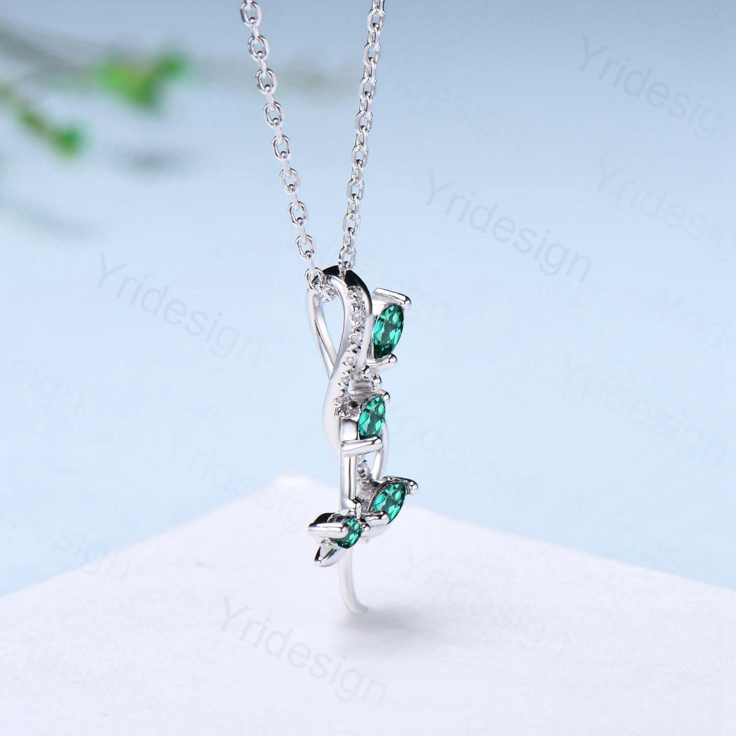 Nature Inspired Emerald Necklace - Unique Marquise Cut Dragonfly Pendant with May Birthstone | Elegant Women's Jewelry Gift for Anniversary, Birthday & Special Occasions | Perfect for Weddings, Date Nights & Formal Events