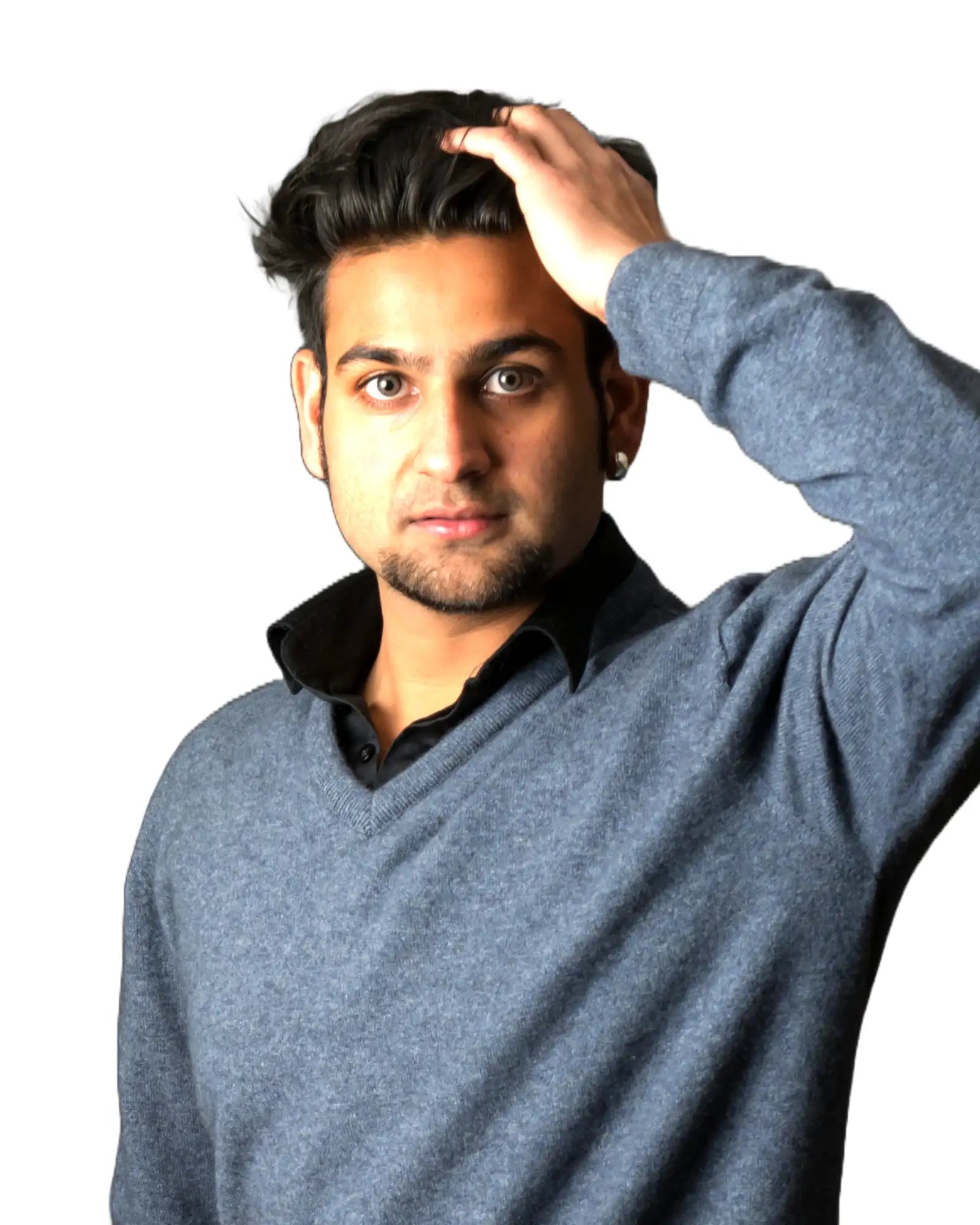 Premium Sky Blue Men's Possum Merino Wool Sweater - Soft & Warm Plain Knit Pullover for Winter - Perfect for Outdoor Activities & Casual Wear
