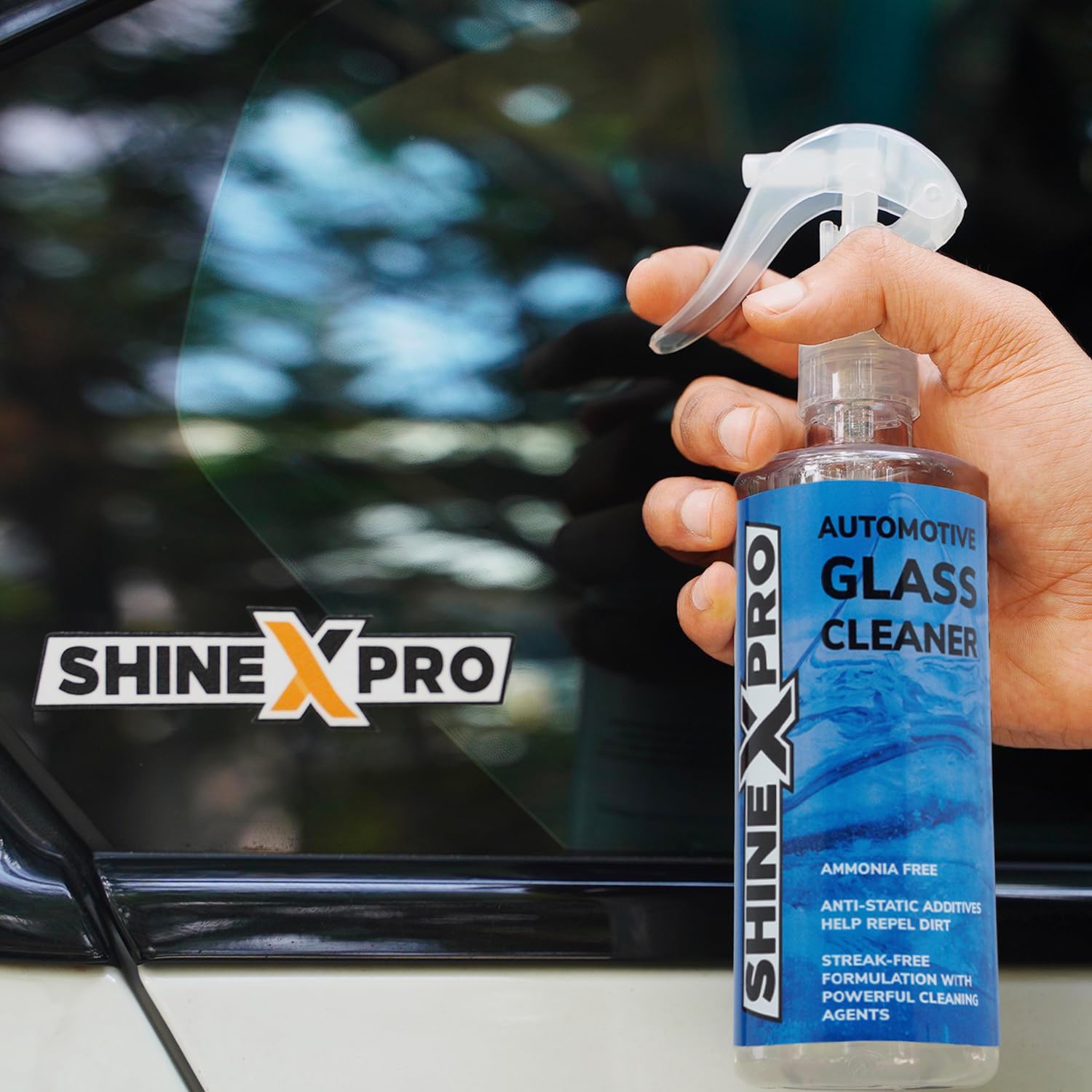ShineXPro Car Glass Cleaner - Streak-Free Windshield Cleaner with Anti-Static Dust Repellent | Ammonia-Free Formula & Powerful Cleaning Agents | Safe for Tinted & Coated Glass | Perfect for Cars, Trucks, RVs & Motorcycles