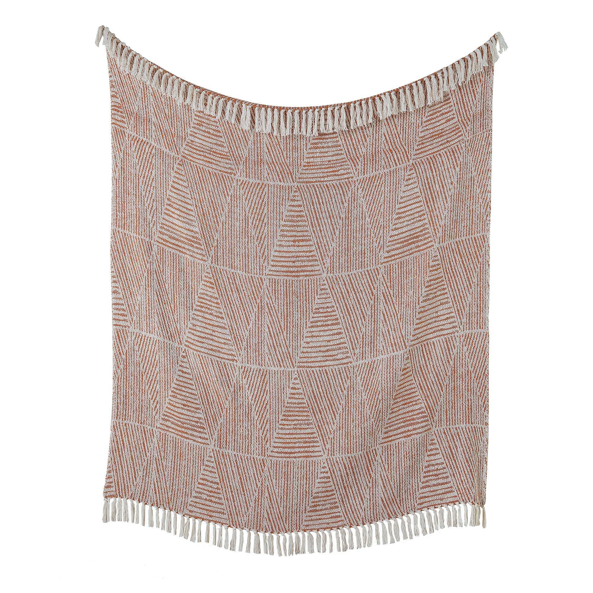 Appletree Myan Throw Blanket - Soft & Cozy Terracotta Woven Throw for Couch, Bed, or Outdoor Use