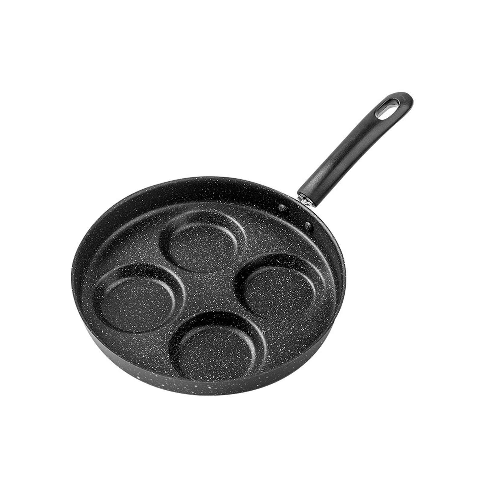Non-Stick 4-Hole Omelet Pan for Eggs, Pancakes & Ham - Healthy Breakfast Grill Pan with No Oil Smoke - Perfect for Home Cooking & Quick Morning Meals