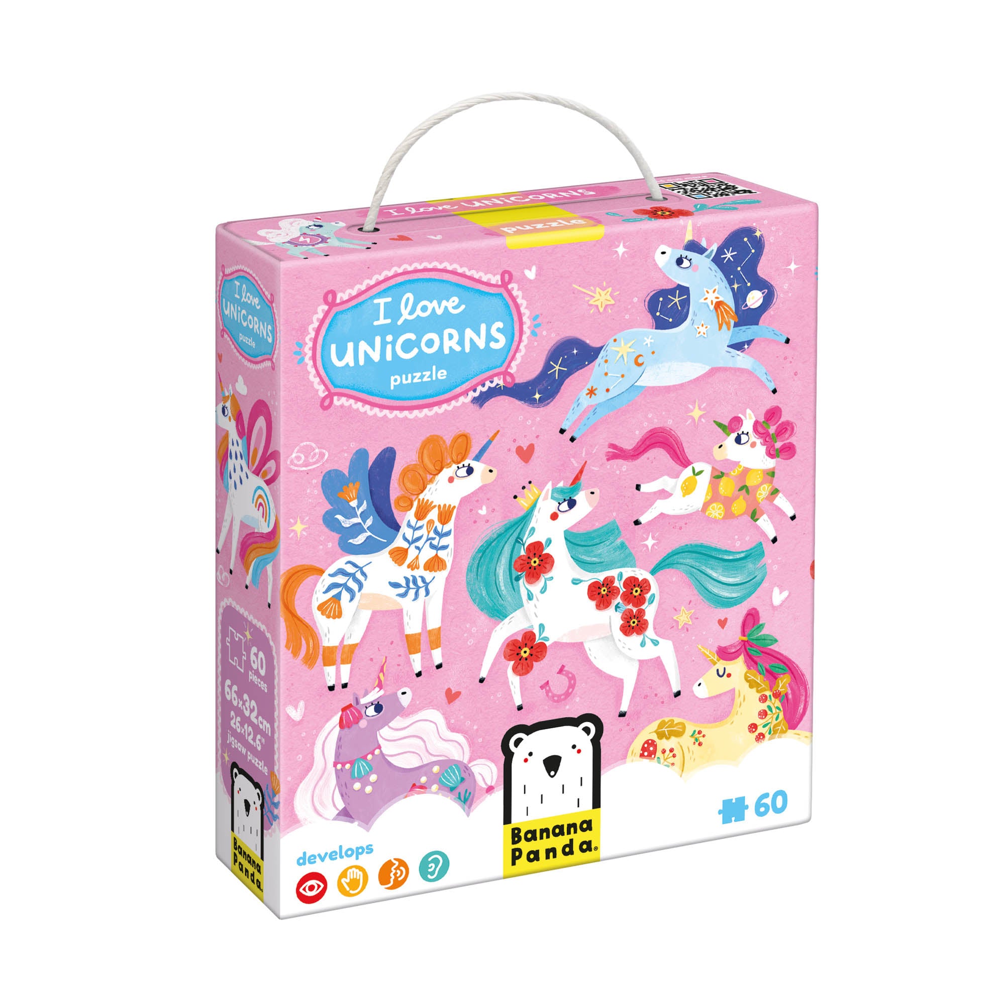 Banana Panda I Love Unicorns Puzzle - 60 Piece Jigsaw Puzzle for Kids, Unicorn Lovers & Fantasy Fans - Perfect for Birthday Gifts, Family Game Night & Preschool Learning Activities