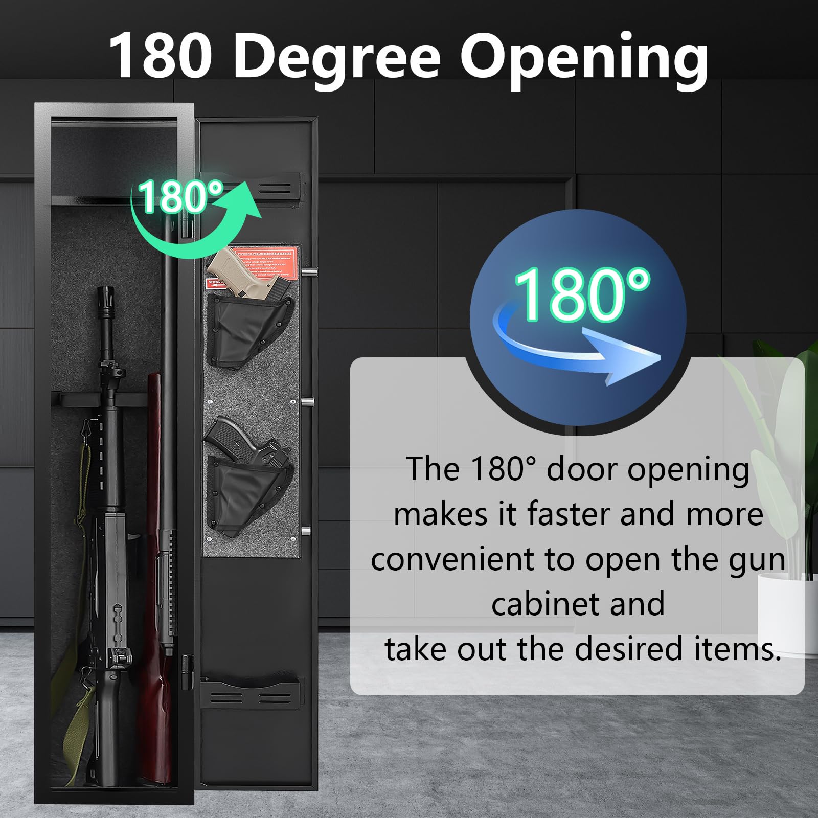 2 Gun Safe with Alarm System - Quick Access Electronic Rifle & Pistol Cabinet for Home & Office Security - Includes Removable Shelf, Pistol Bags & Ammo Rack - Ideal for Bedroom, Closet & Vehicle Storage