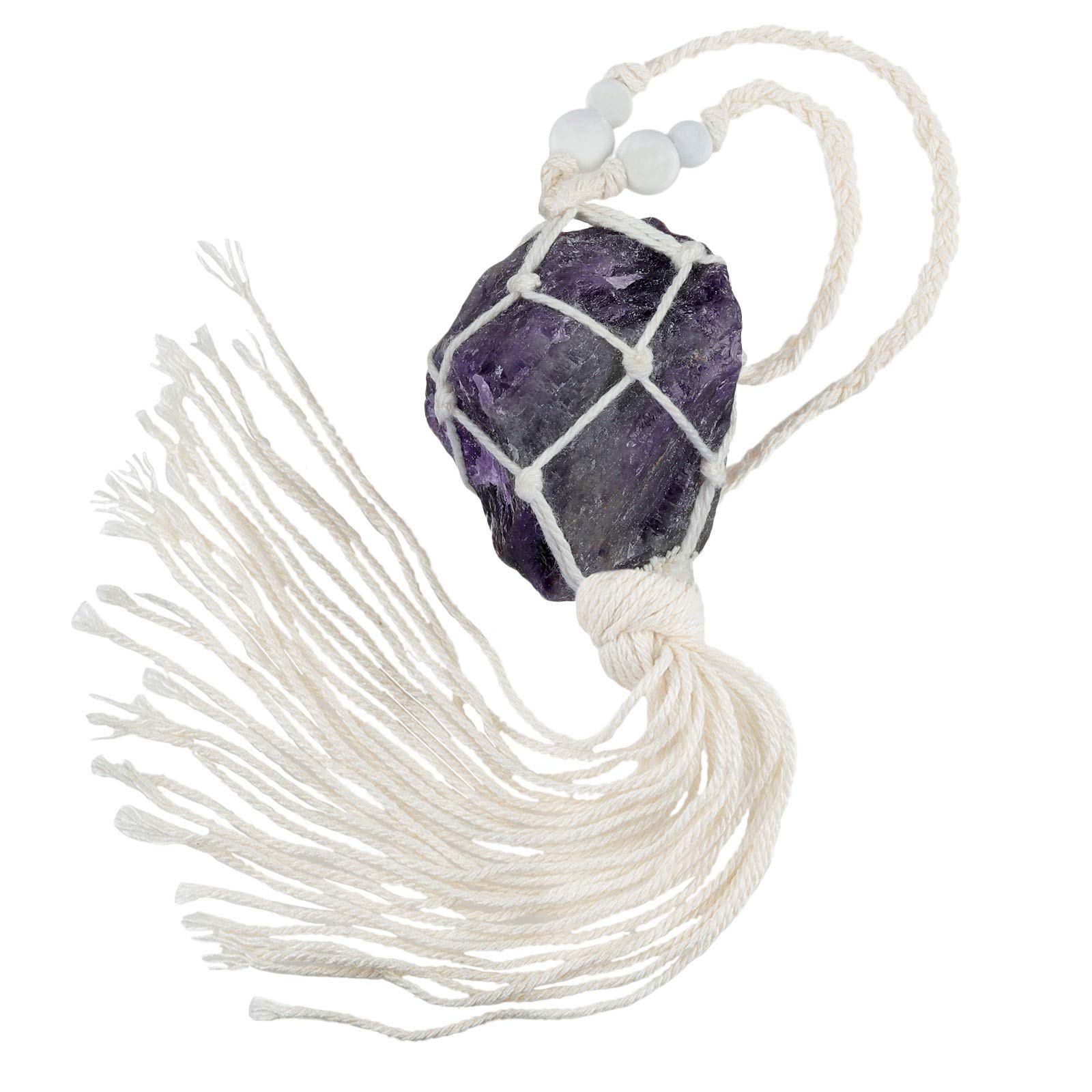 Natural Amethyst Crystal Pendant - Raw Stone Hanging Ornament for Home, Office & Car Decor - Feng Shui Healing Crystal for Meditation, Gifts & Positive Energy