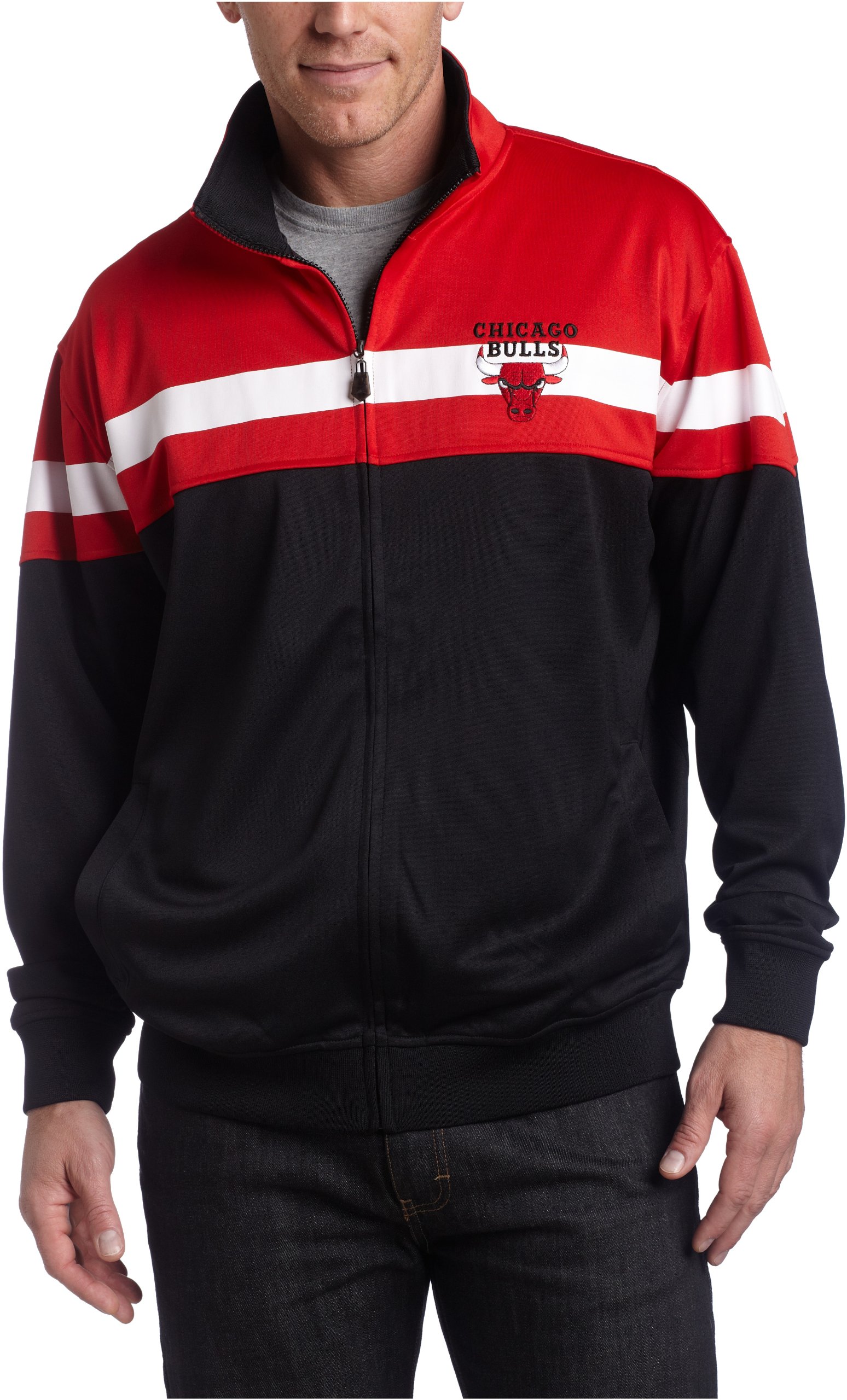 NBA Chicago Bulls Black & Red Digital Jacket - Official Licensed Basketball Windbreaker for Men & Women - Perfect for Games, Streetwear & Fan Apparel