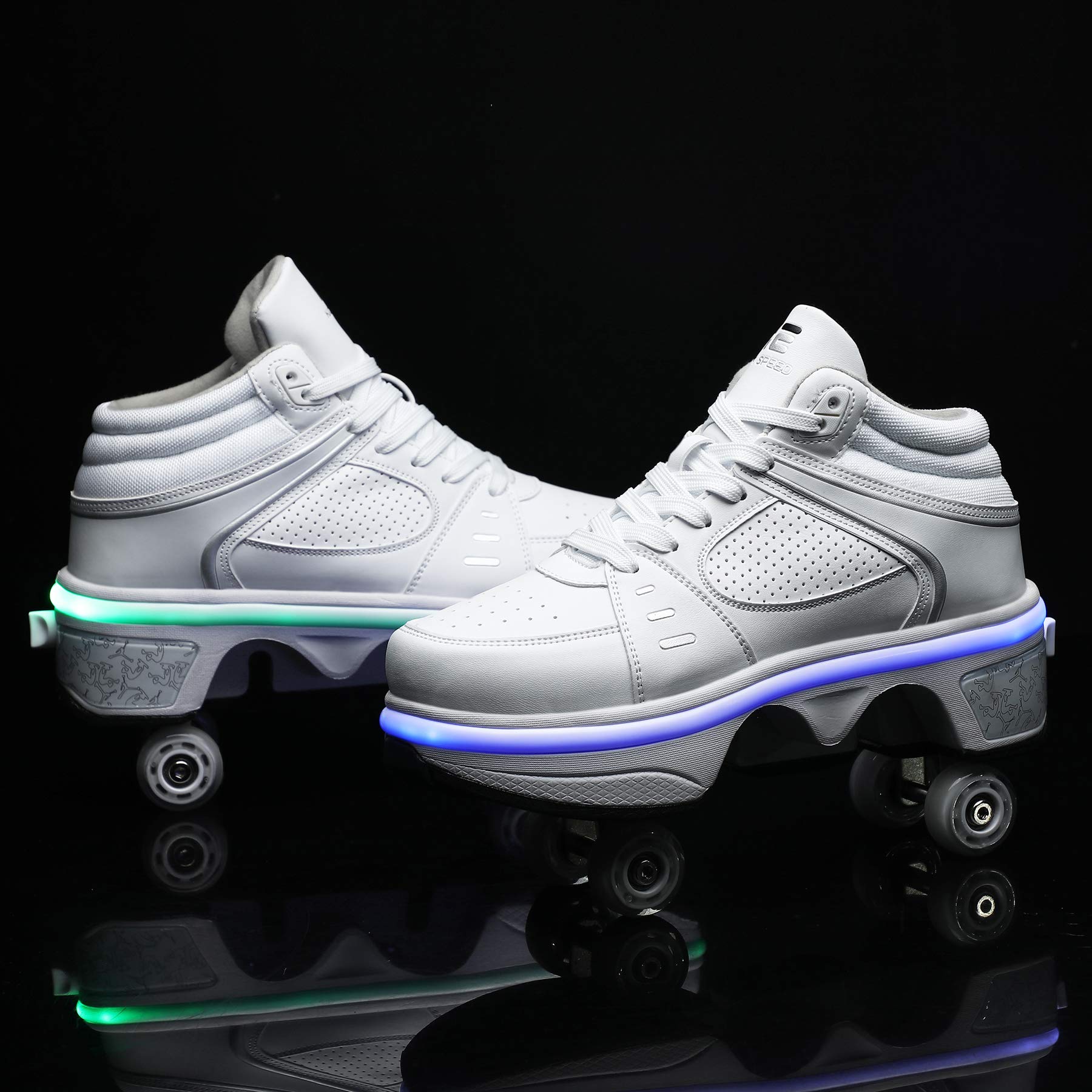 2-in-1 Roller Skates & Sneakers for Men Women - Retractable Wheel Skate Shoes for Outdoor Fun, Fitness & Commuting - Perfect for Skating, Walking & Daily Use
