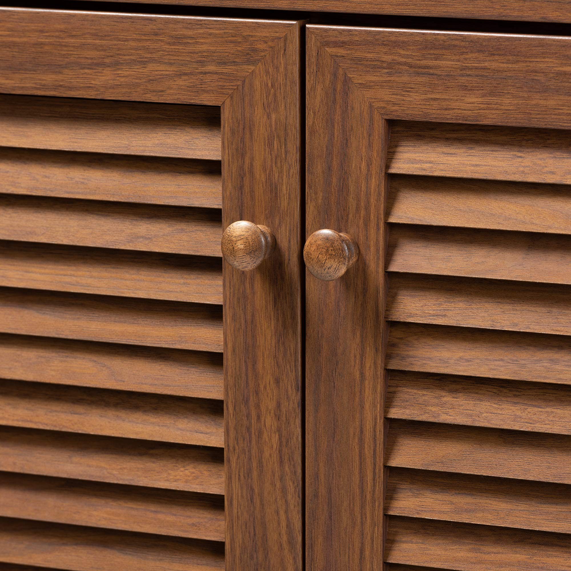 Baxton Studio Shoe Cabinet with Storage - Walnut Finish Entryway Organizer for Shoes & Accessories | Perfect for Small Spaces, Apartments & Closets
