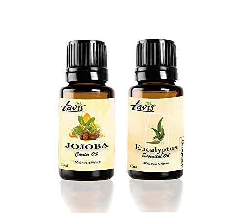 Pure Organic Jojoba Oil & Eucalyptus Essential Oil Set - 100% Natural for Skin, Hair & Aromatherapy | Perfect for Massage, DIY Beauty & Relaxation