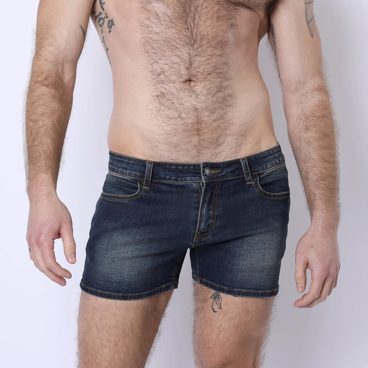 Timoteo Soma 2.0 Slim Fit Denim Shorts for Men - Indigo Washed Stretch Jeans Shorts | Casual Summer Wear, Beach Outings & Weekend Street Style