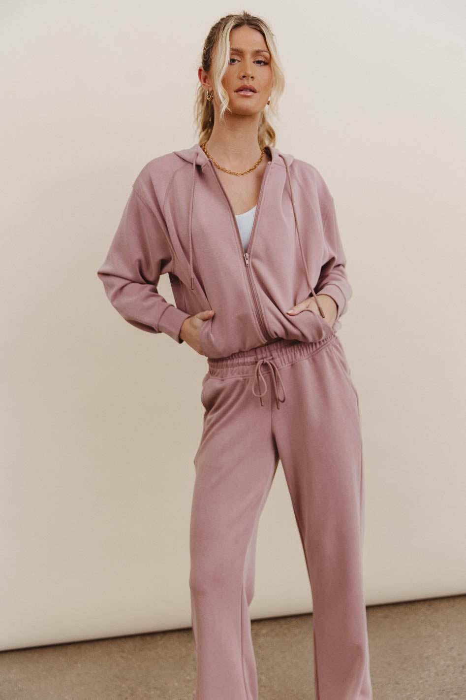 Balance Zip Up Hoodie in Mauve | Stylish Women's Lightweight Pullover Jacket for Casual Wear, Gym & Outdoor Activities