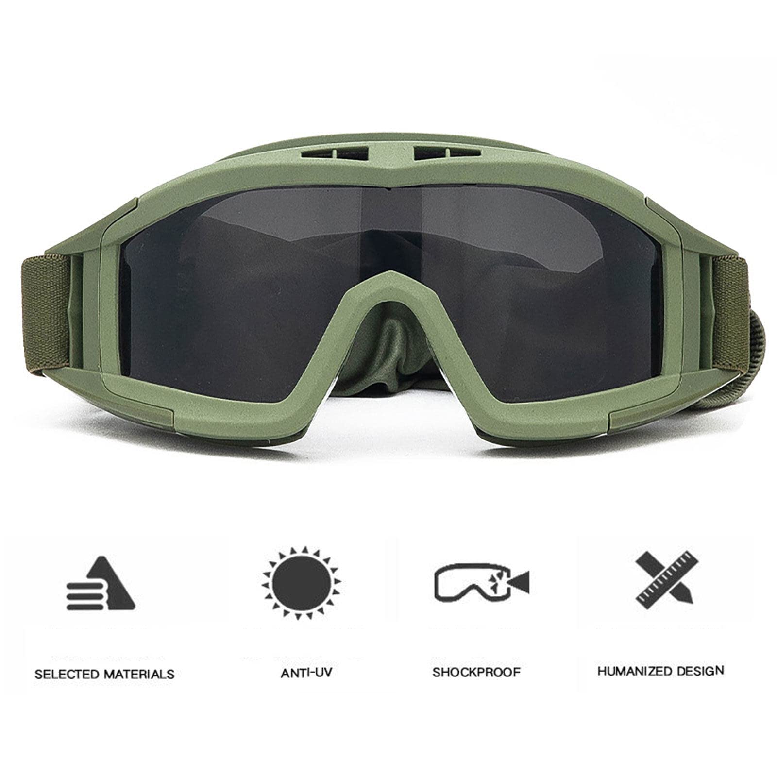 SOONHUA Tactical Airsoft Goggles - ANSI Rated Safety Glasses for Airsoft, Hunting & Cycling - Anti-Fog Protective Eyewear for Outdoor Sports & Tactical Gear