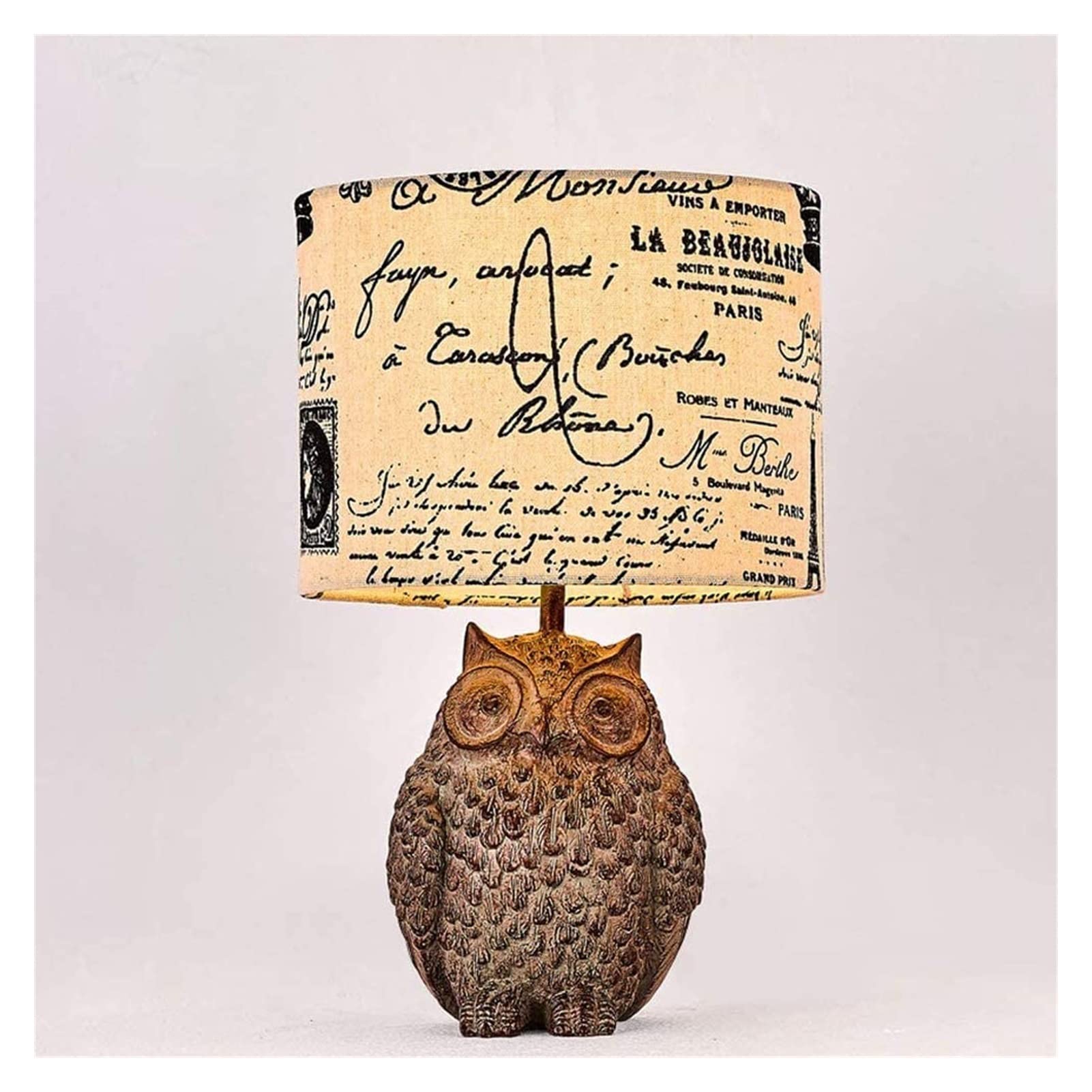 Owl Table Lamp - Retro Night Light for Bedroom, Living Room, Study & Office - Decorative Cartoon Desk Lamp with Resin Base & E27 Socket - Perfect for Bedside, Reading Nook & Cozy Home Decor