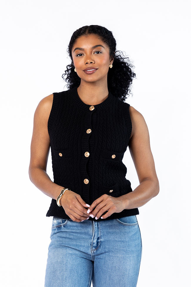 Never Settle Black Sweater Vest for Men - Slim Fit Casual Knit Sleeveless Pullover - Perfect for Layering, Office Wear & Fall Fashion (Final Sale)