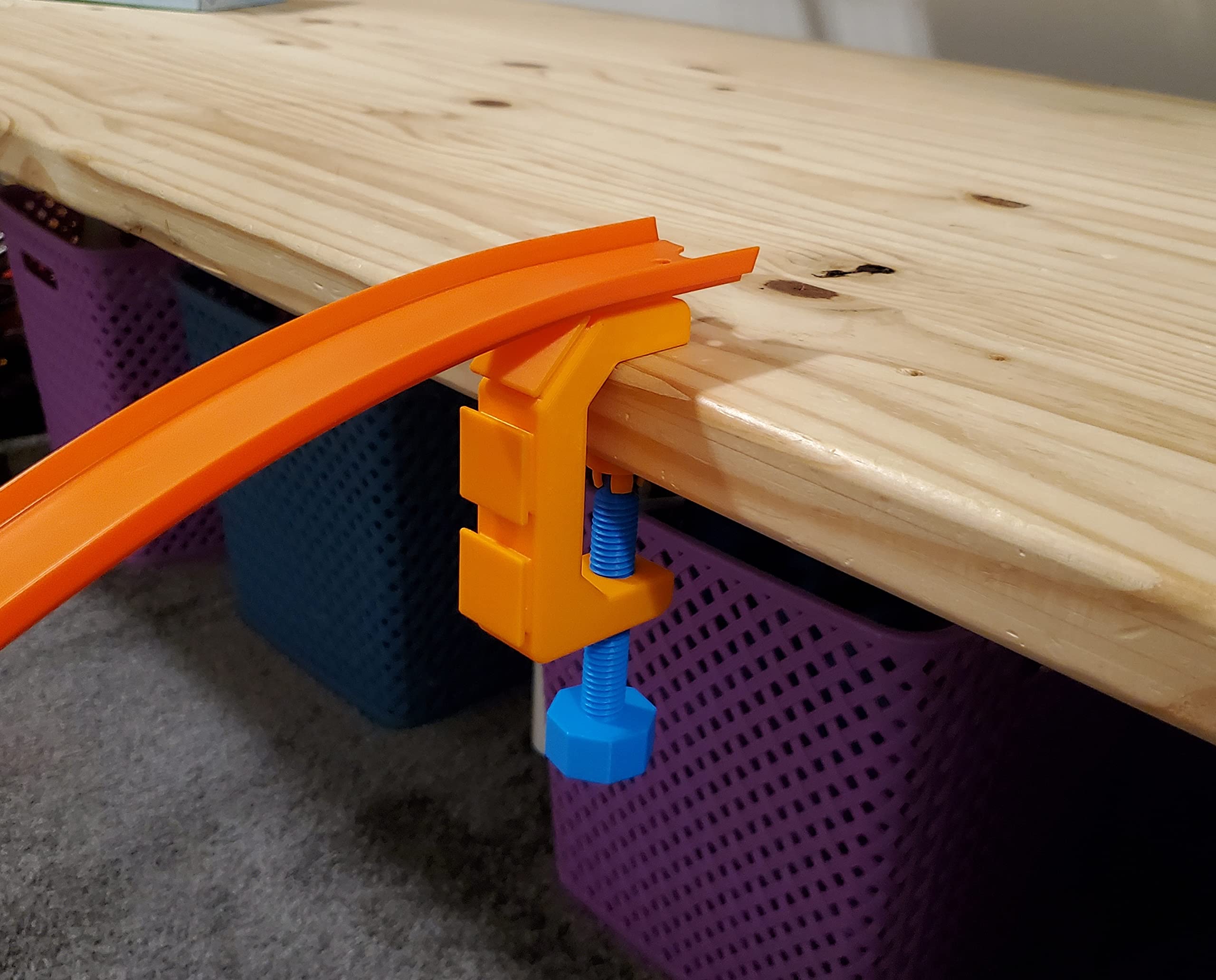 1/64 Scale Die-Cast Track C Clamp in Orange - Compatible with Hot Wheels & Matchbox Cars - Perfect for DIY Race Tracks & Toy Car Displays