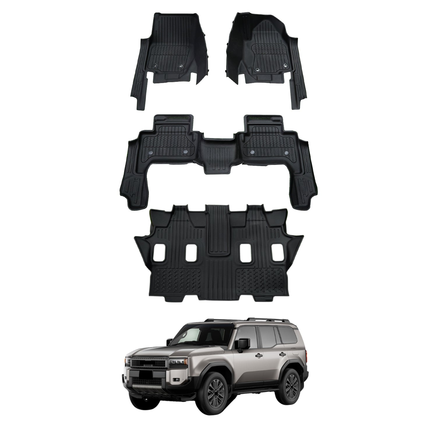 Premium 7D Injection Floor Mats for Toyota LandCruiser Prado 250 Series (2024+) - All-Weather Protection & Custom Fit - Perfect for Off-Road Adventures & Daily Commutes