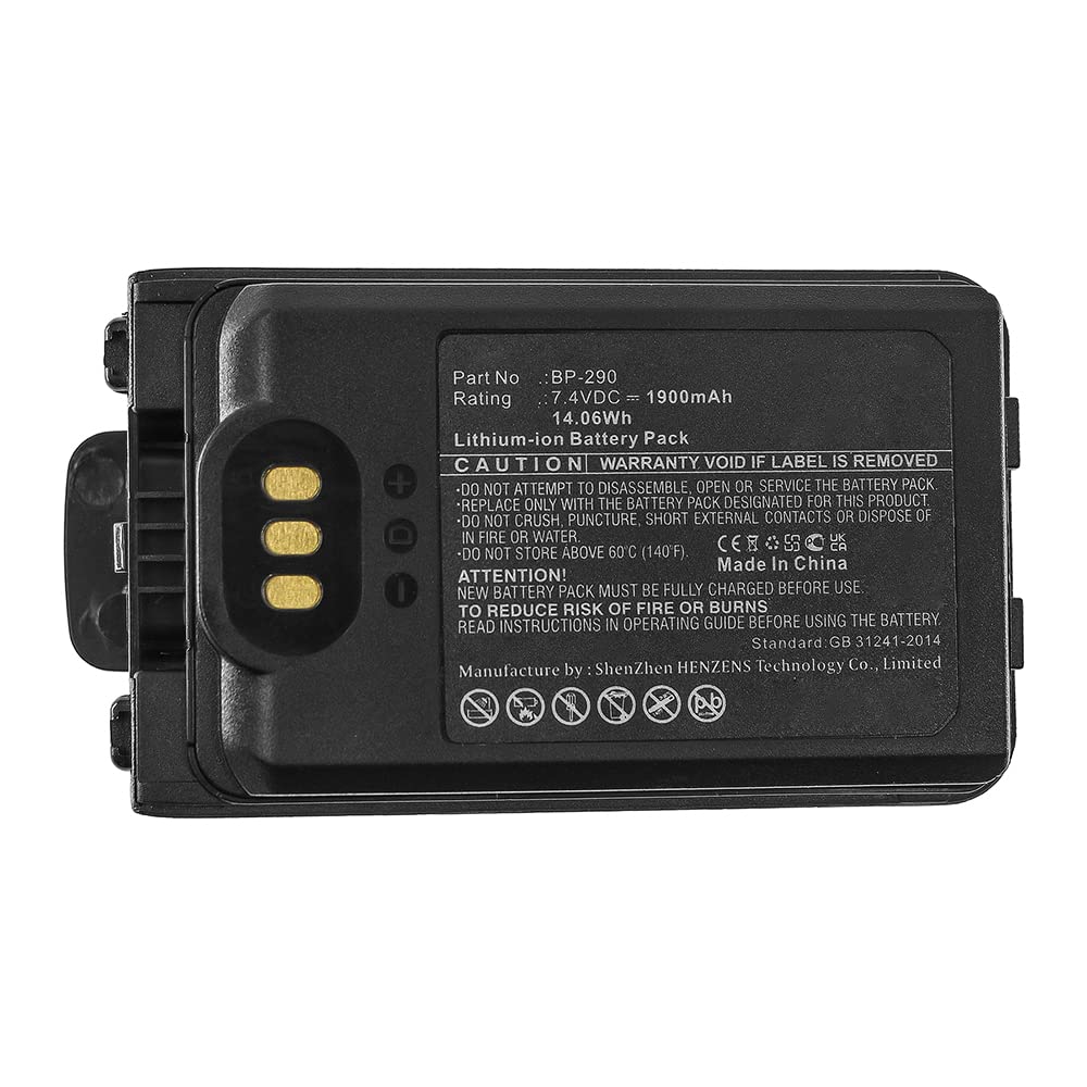 Synergy Digital 2-Way Radio Battery - 1900mAh Li-ion Replacement for Icom IC-F62D & BP-290 | 7.4V High Capacity Battery for Long-Lasting Communication | Perfect for Security, Construction & Outdoor Adventures