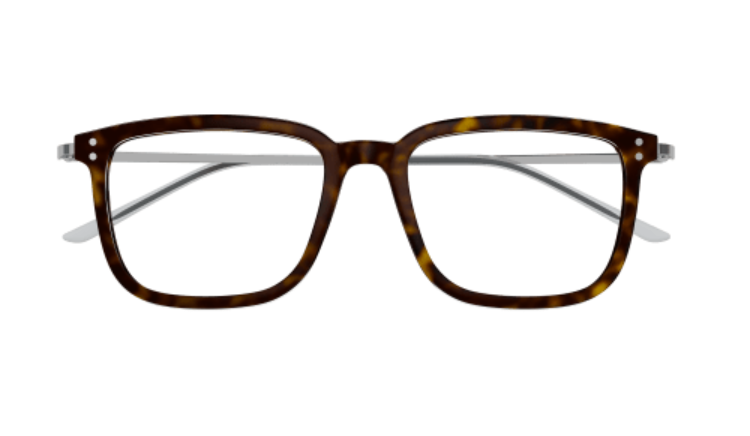 Gucci GG1709O 006 Havana/Silver Rectangle Men's Eyeglasses - Premium Designer Sunglasses for Men, UV Protection & Stylish Frame - Perfect for Driving, Outdoor Activities & Fashion Accessories