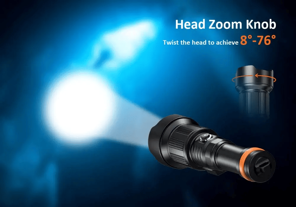 Orcatorch ZD710 2700 Lumens Professional Underwater Dive Light - Waterproof Scuba Flashlight for Night Diving, Spearfishing & Cave Exploration