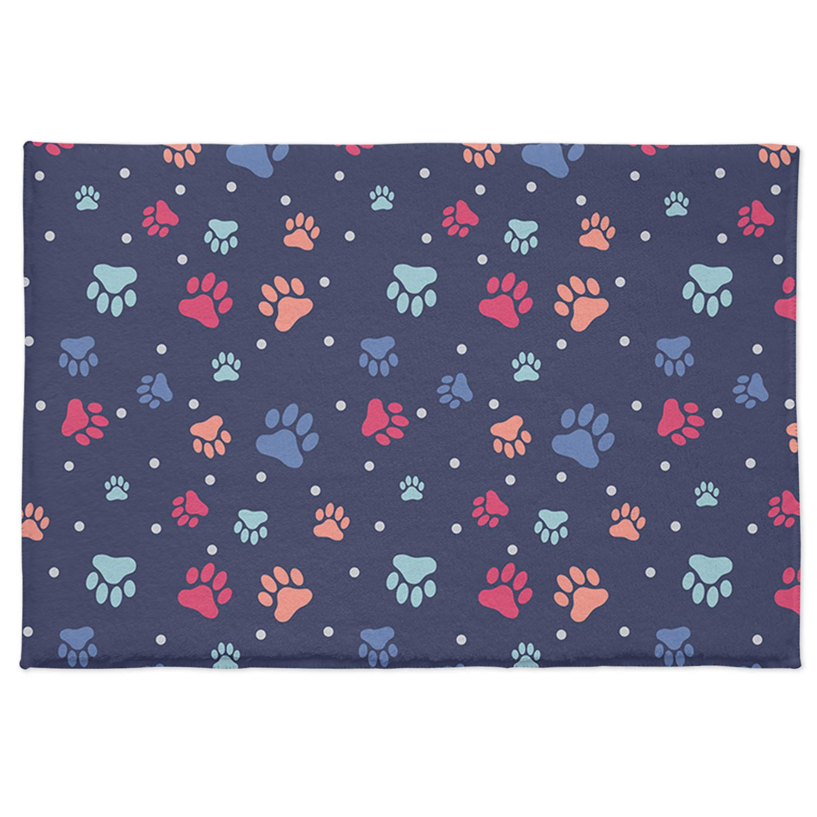 Soft Non-Slip Fluffy Shaggy Bath Mat - Absorbent Cat & Dog Paw Print Cartoon Doormat (16x24 Inches) - Perfect for Bathroom, Nursery, Pet Areas & Housewarming Gifts