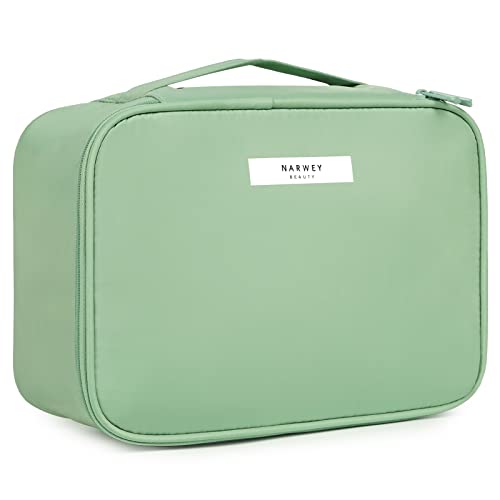 Narwey Large Travel Makeup Bag for Women - Waterproof Cosmetic Organizer Case with Multiple Pockets (Mint Green) | Perfect for Vacation, Gym, Business Trips & Daily Use