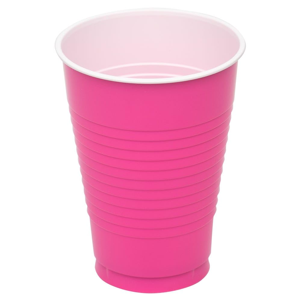 JAM Paper Plastic Party Cups - 16 oz Fuchsia Disposable Cups (20-Pack) - Perfect for Birthday Parties, BBQs, Picnics & Outdoor Events