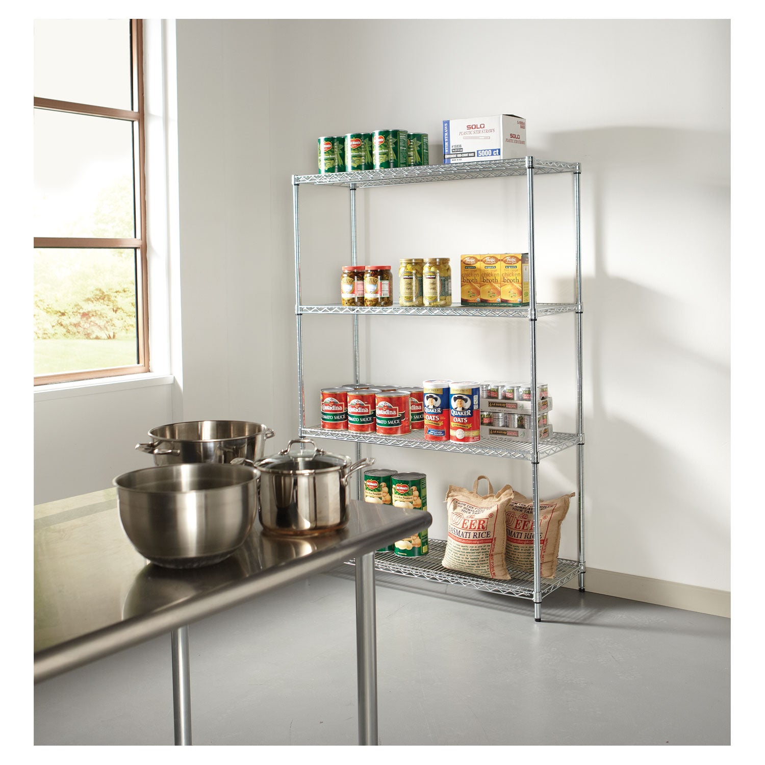 Alera® NSF Certified 4-Tier Industrial Wire Shelving Unit - 48