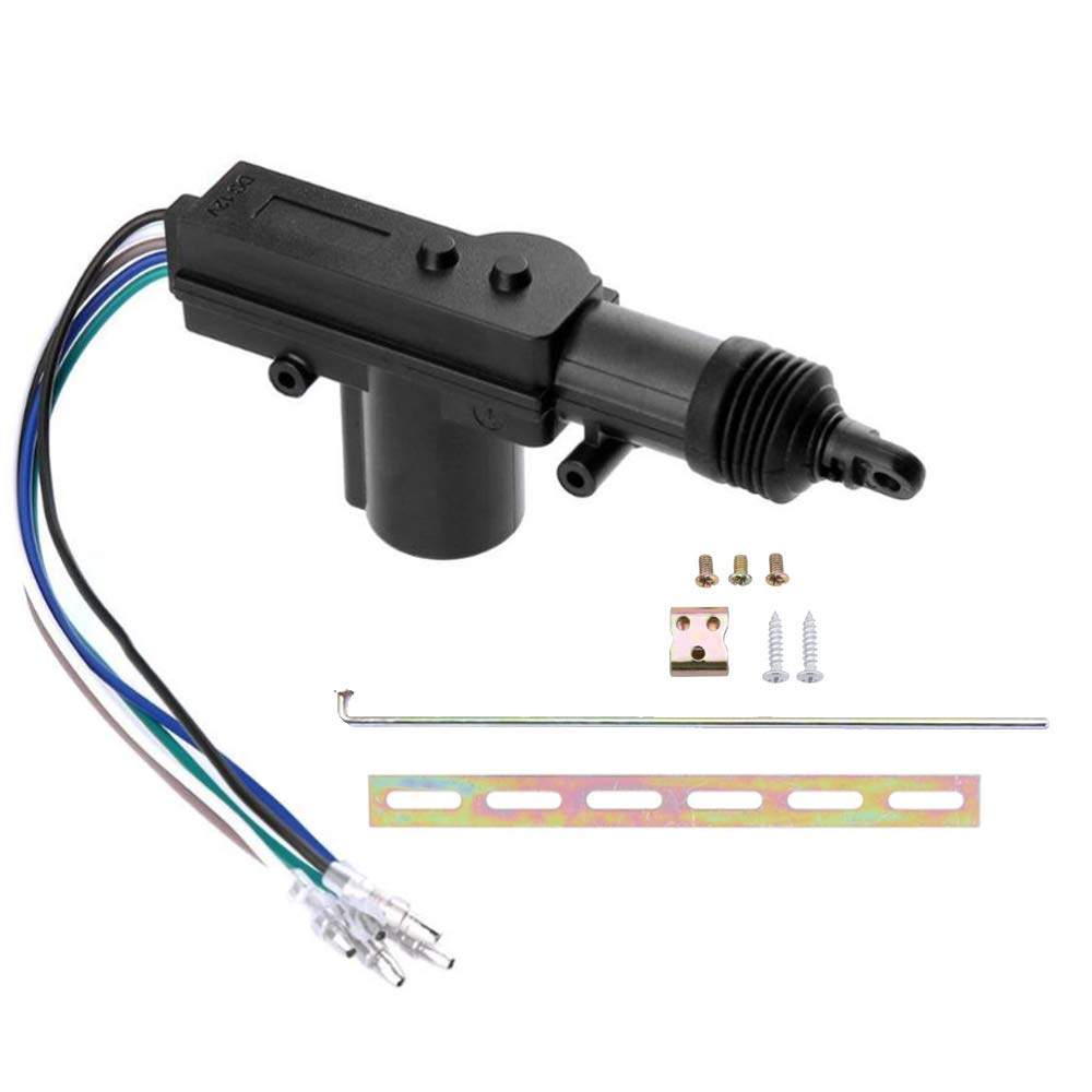 ESUPPORT Universal 12V Heavy Duty High Power 5-Wire Car Door Lock Actuator - Black - Compatible with Most Vehicles, Perfect for Central Locking System Installation & Auto Door Repair