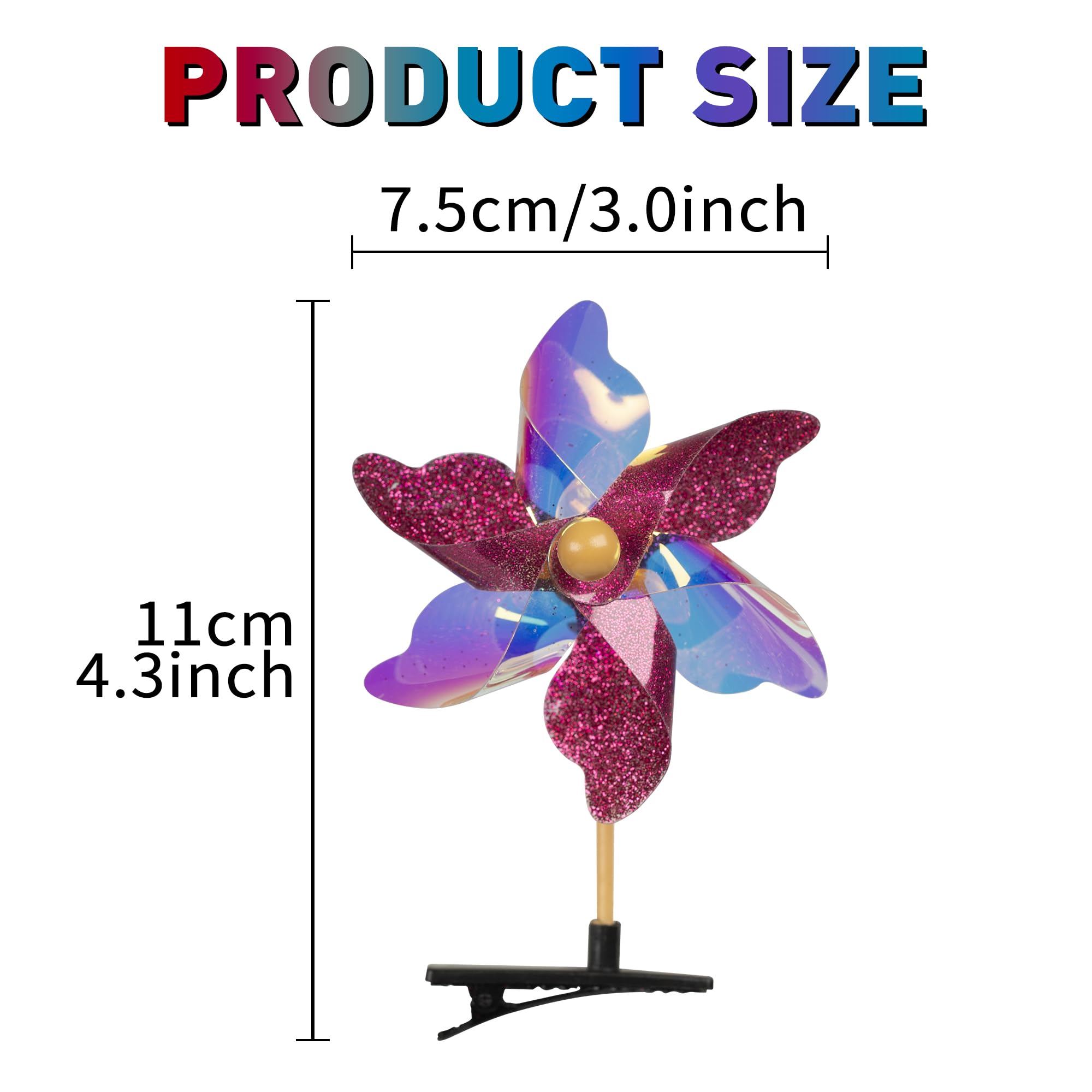 30PCS Sequin Pinwheel Hair Clips for Girls - Cute Windmill Hair Barrettes with Spinning Alligator Clips - Perfect for Parties, School, and Everyday Hair Styling Accessories